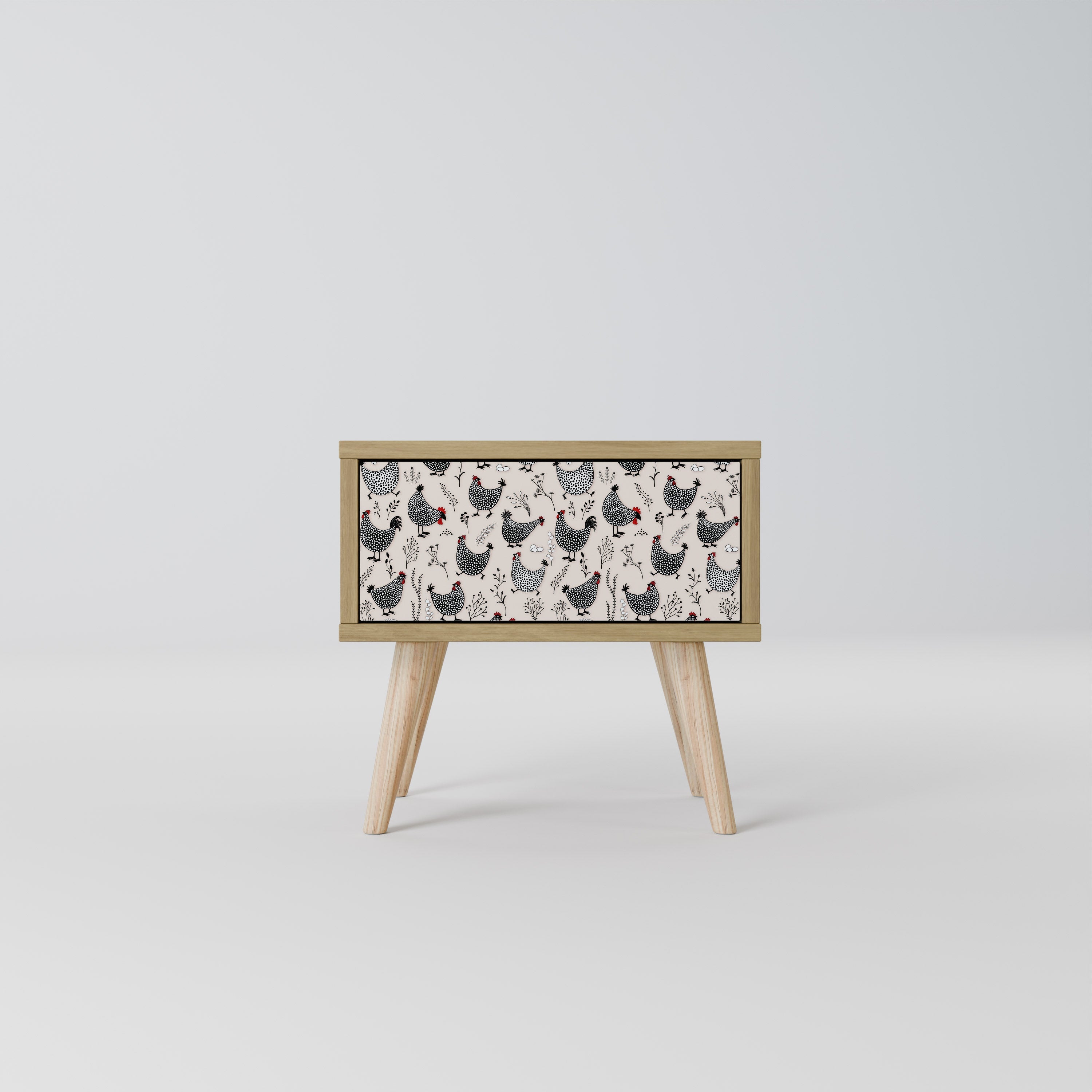 Table de chevet HAPPY HENS effet chêne