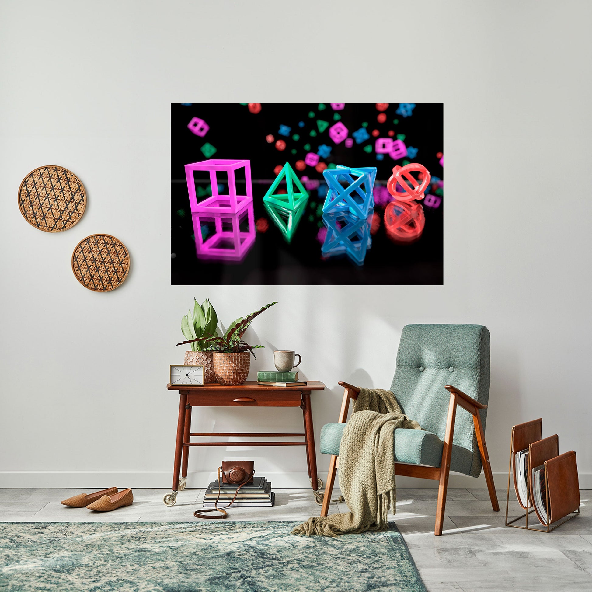 Affiche horizontale autocollante avec icônes lumineuses pour joueurs