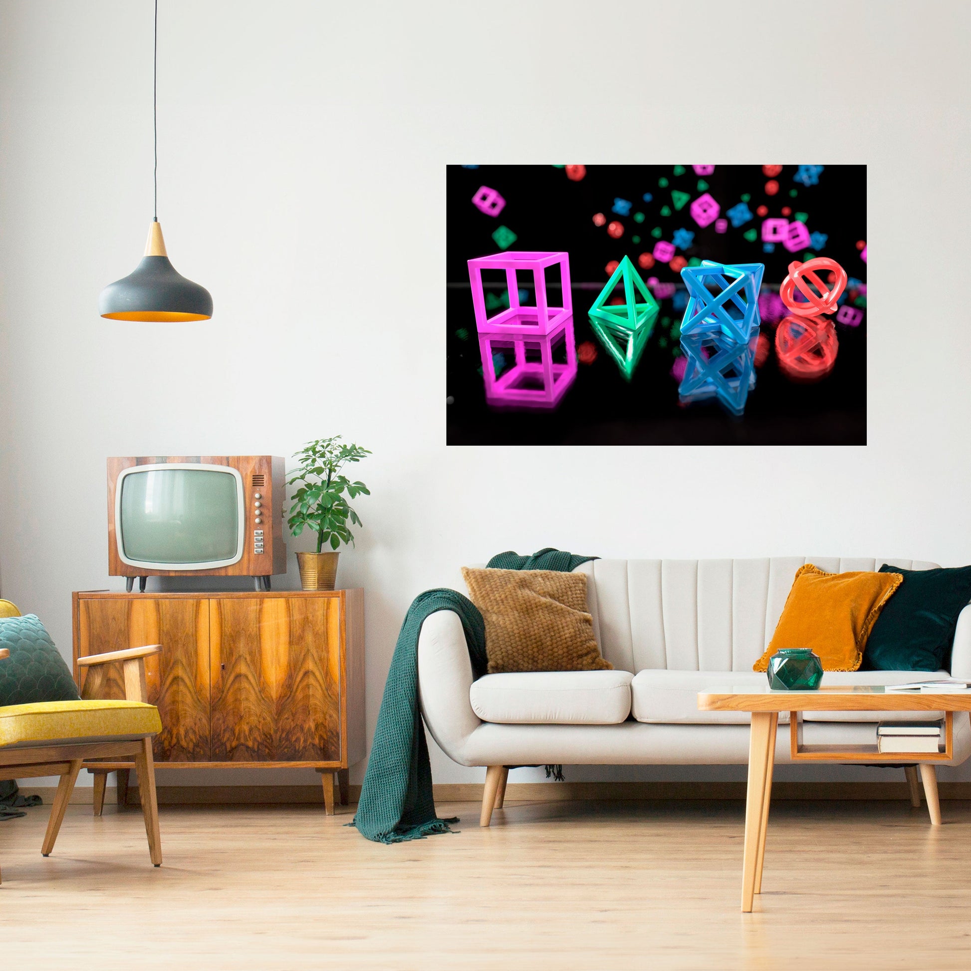 Affiche horizontale autocollante avec icônes lumineuses pour joueurs