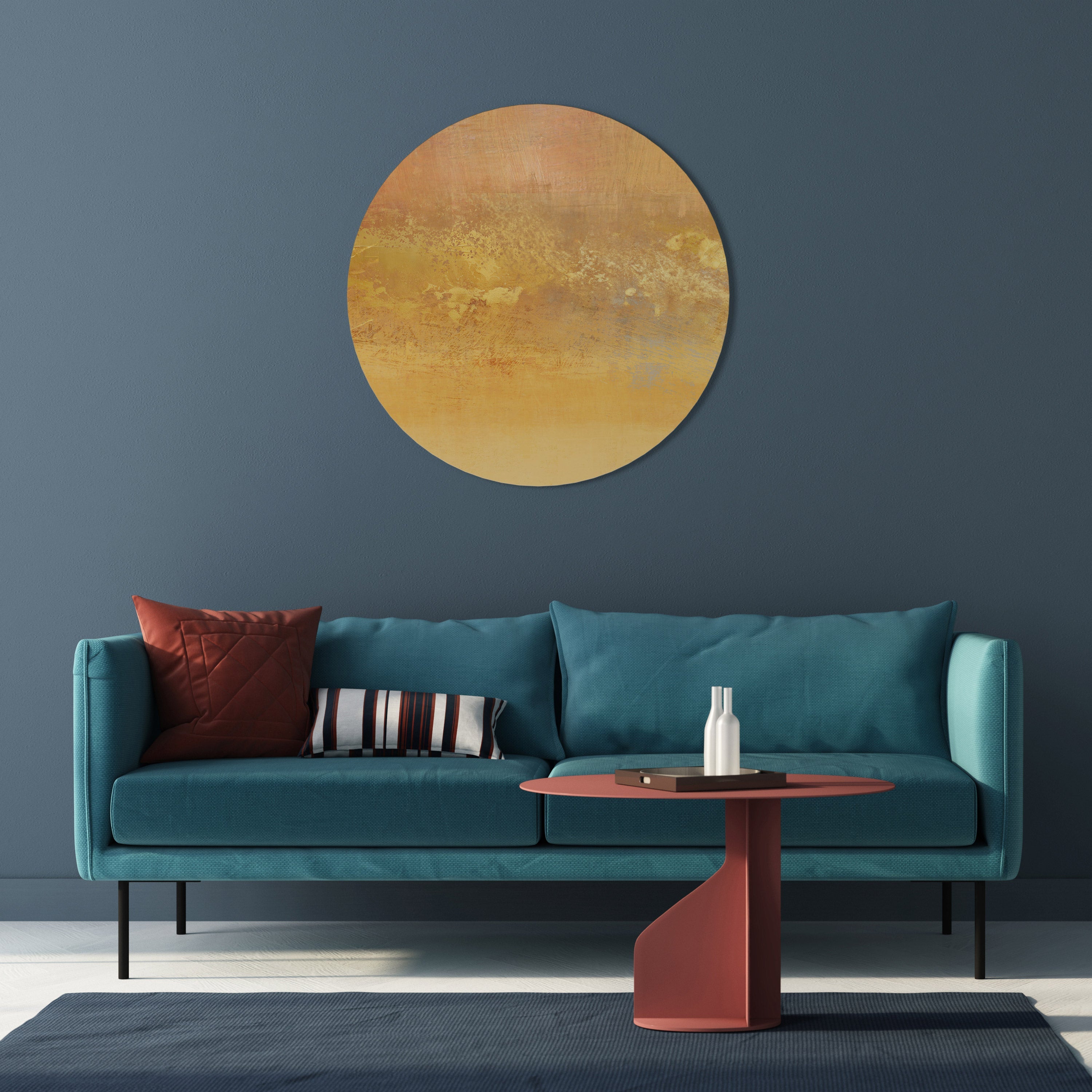 ORANGE IMPRESSION Round Wall Art