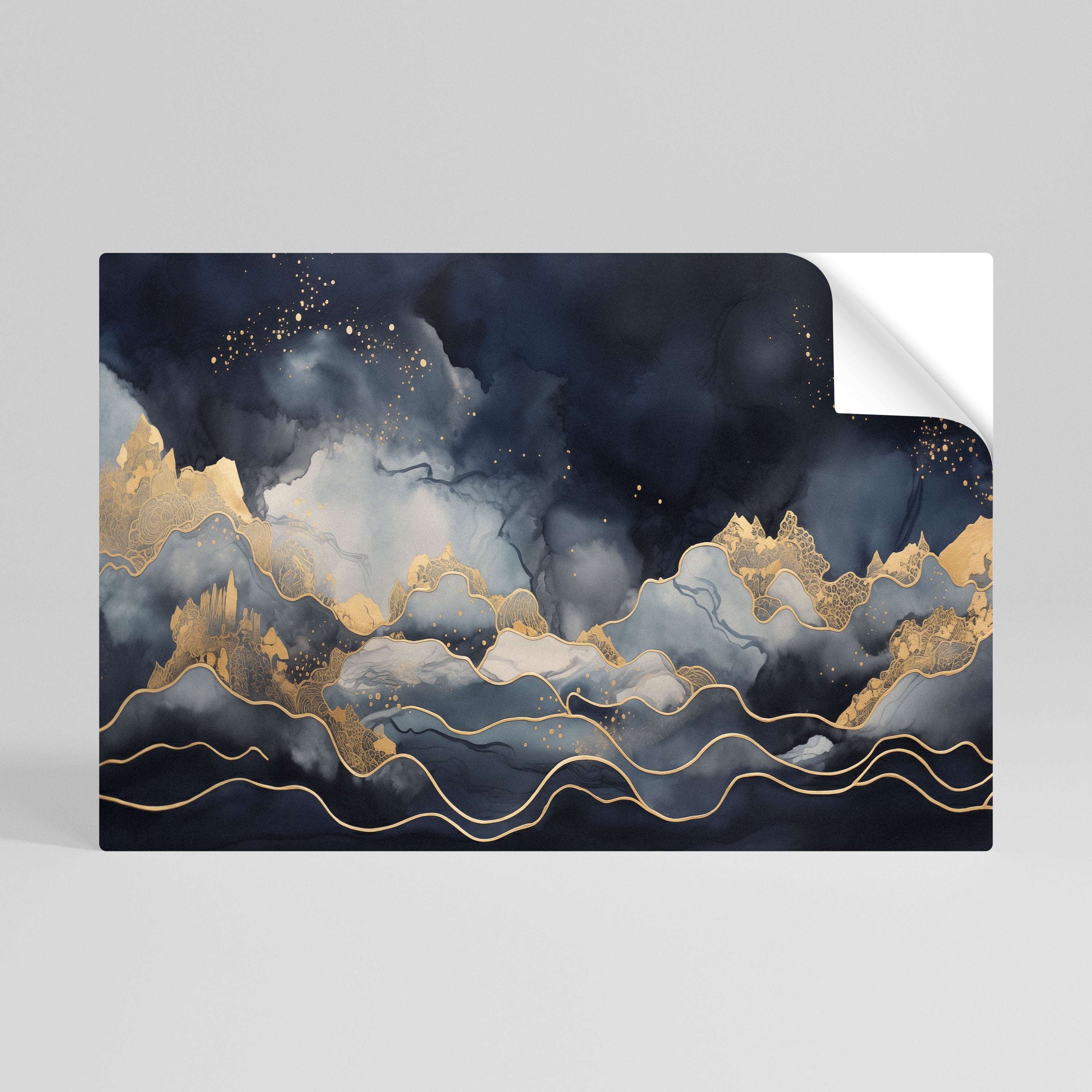 GOLDEN PEAK OF BLUE Peel and Stick Horizontal Poster