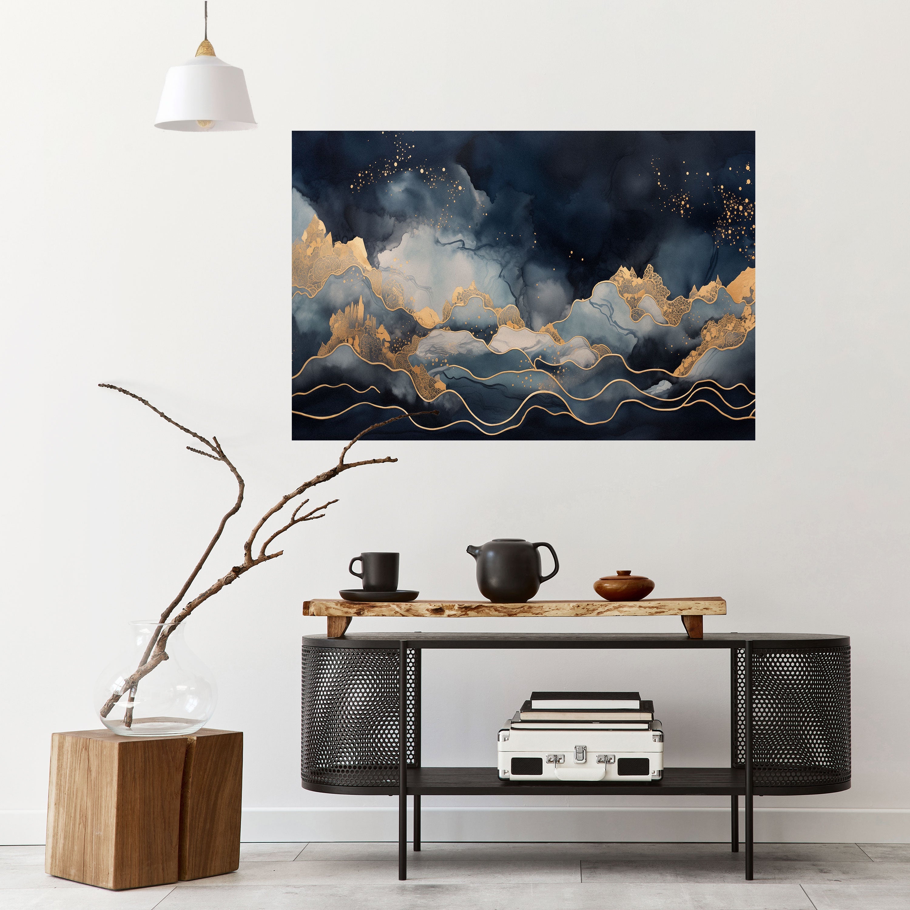 GOLDEN PEAK OF BLUE Peel and Stick Horizontal Poster