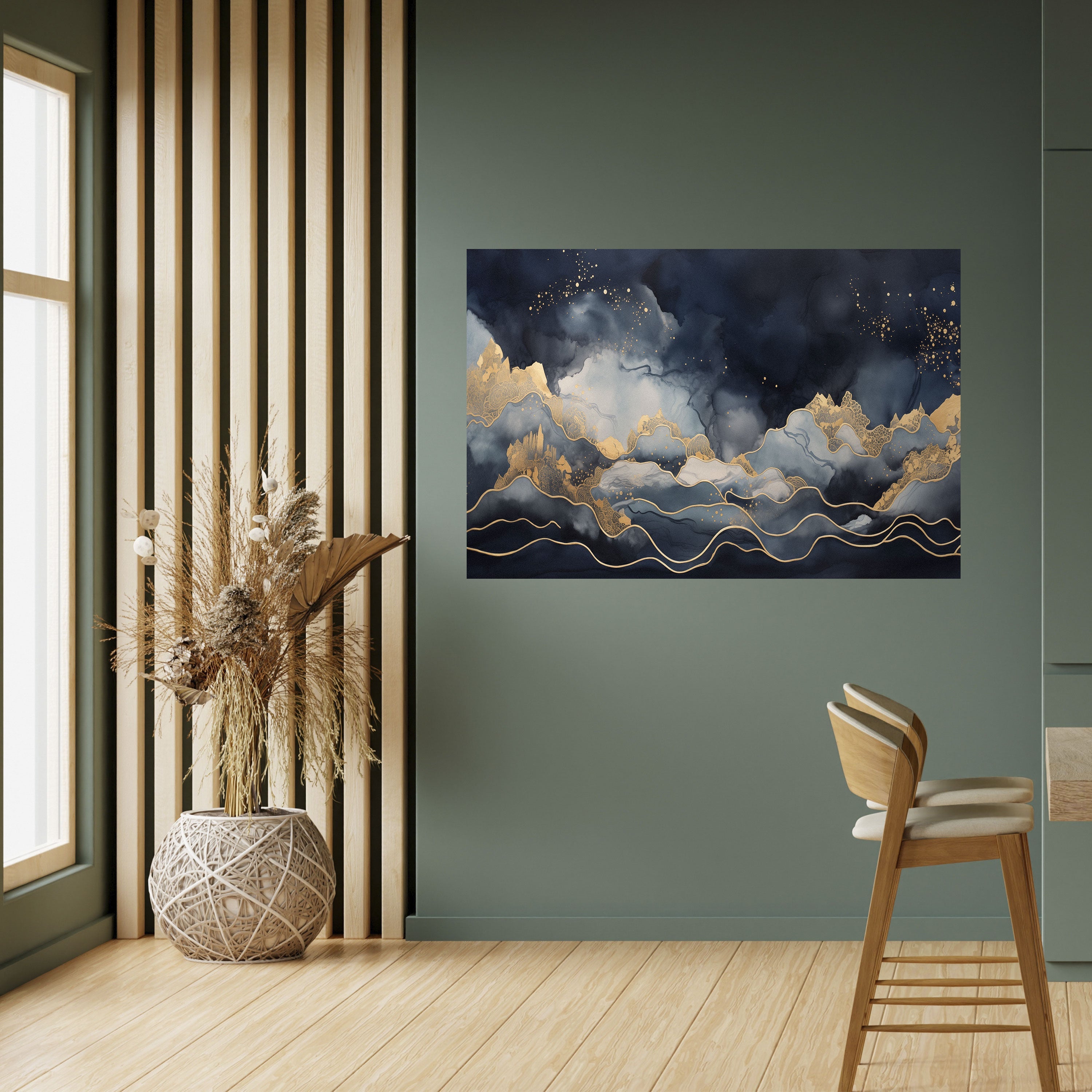 GOLDEN PEAK OF BLUE Peel and Stick Horizontal Poster