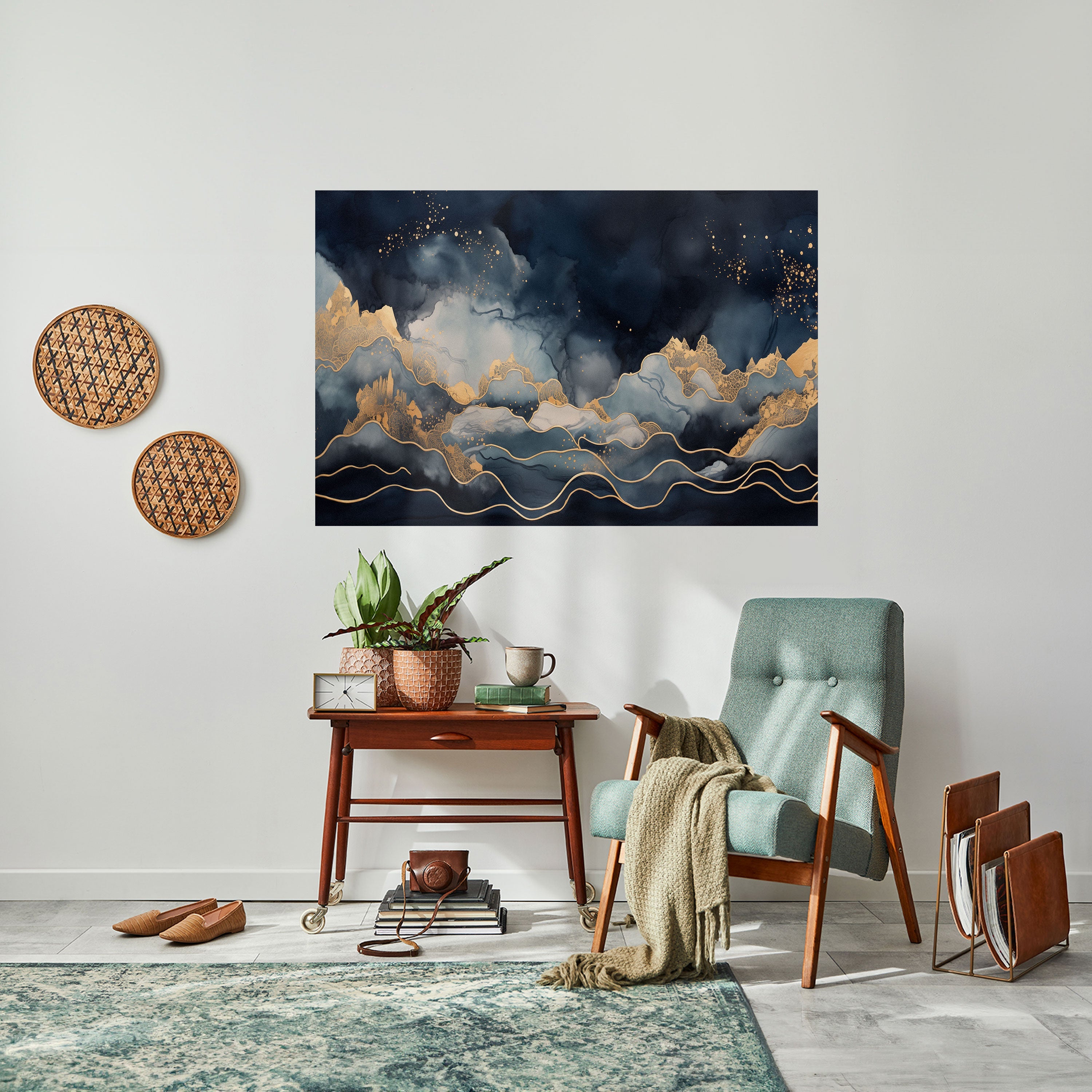 GOLDEN PEAK OF BLUE Peel and Stick Horizontal Poster