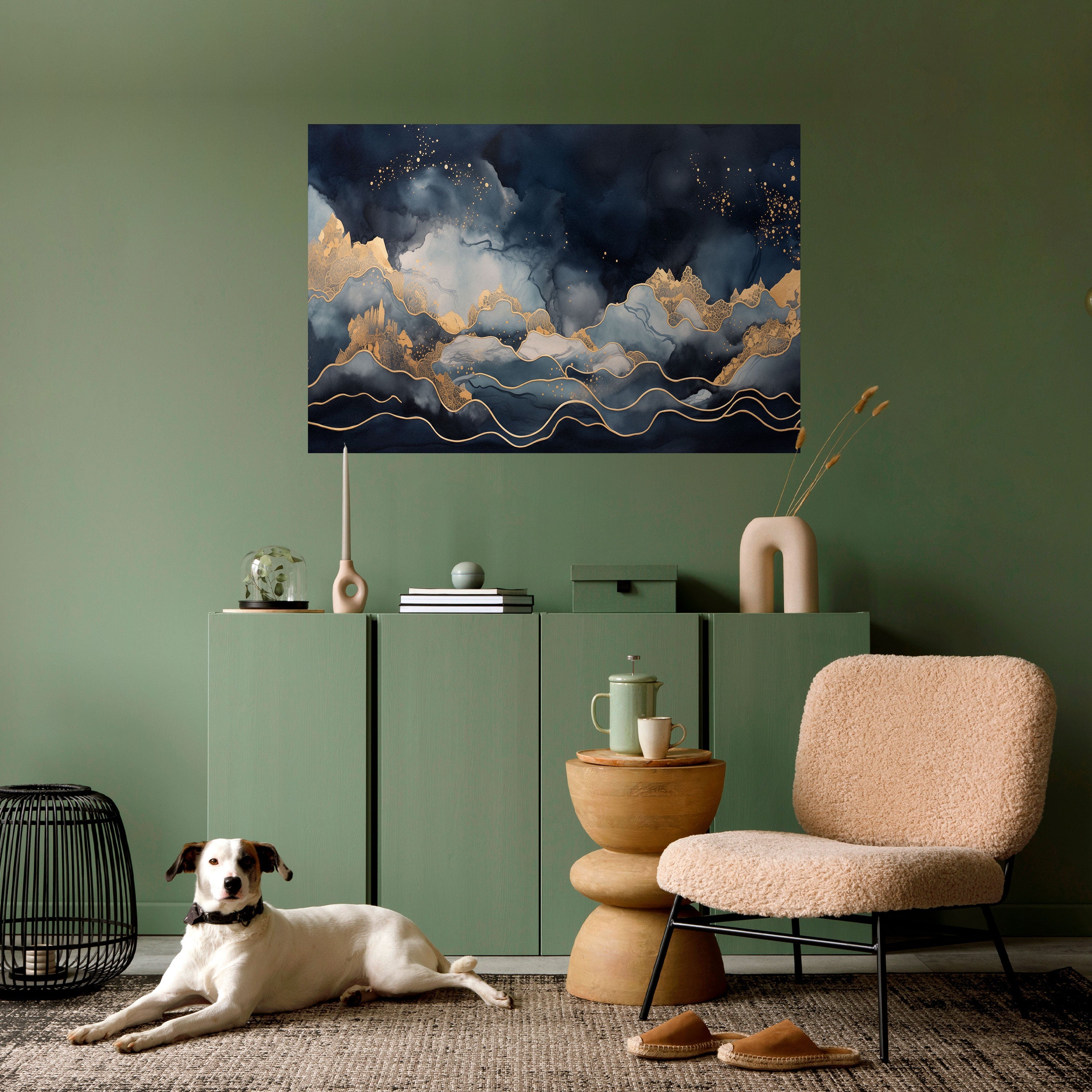 GOLDEN PEAK OF BLUE Peel and Stick Horizontal Poster