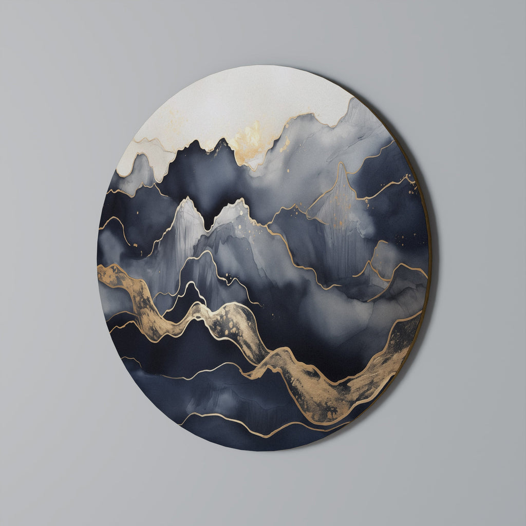 GOLDEN ALPINE BLISS Round Wall Art