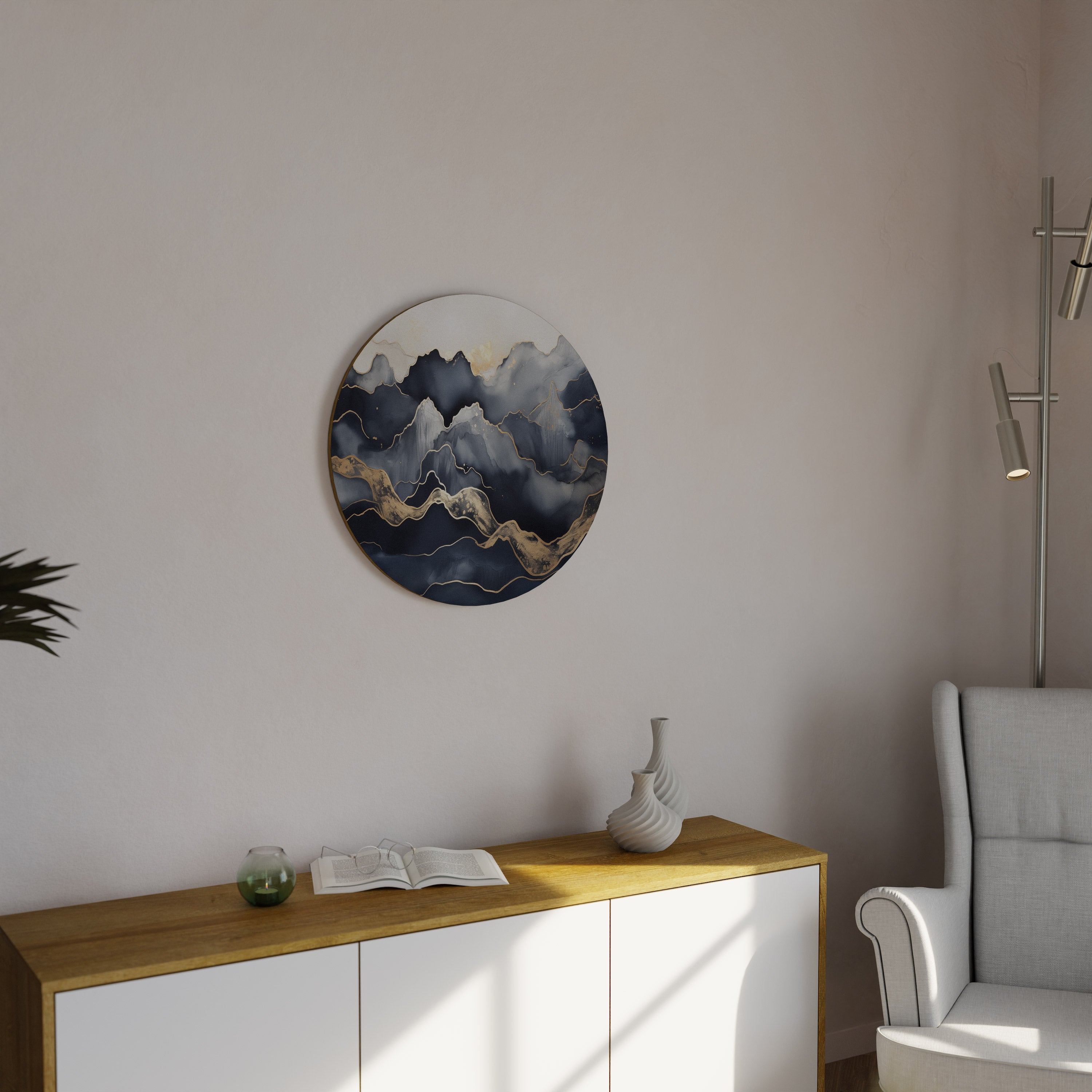 GOLDEN ALPINE BLISS Round Wall Art
