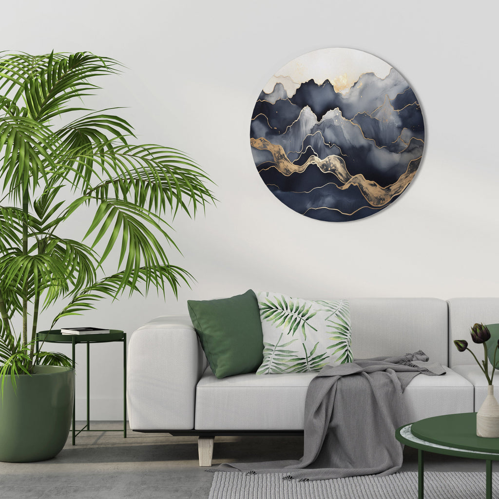 GOLDEN ALPINE BLISS Round Wall Art