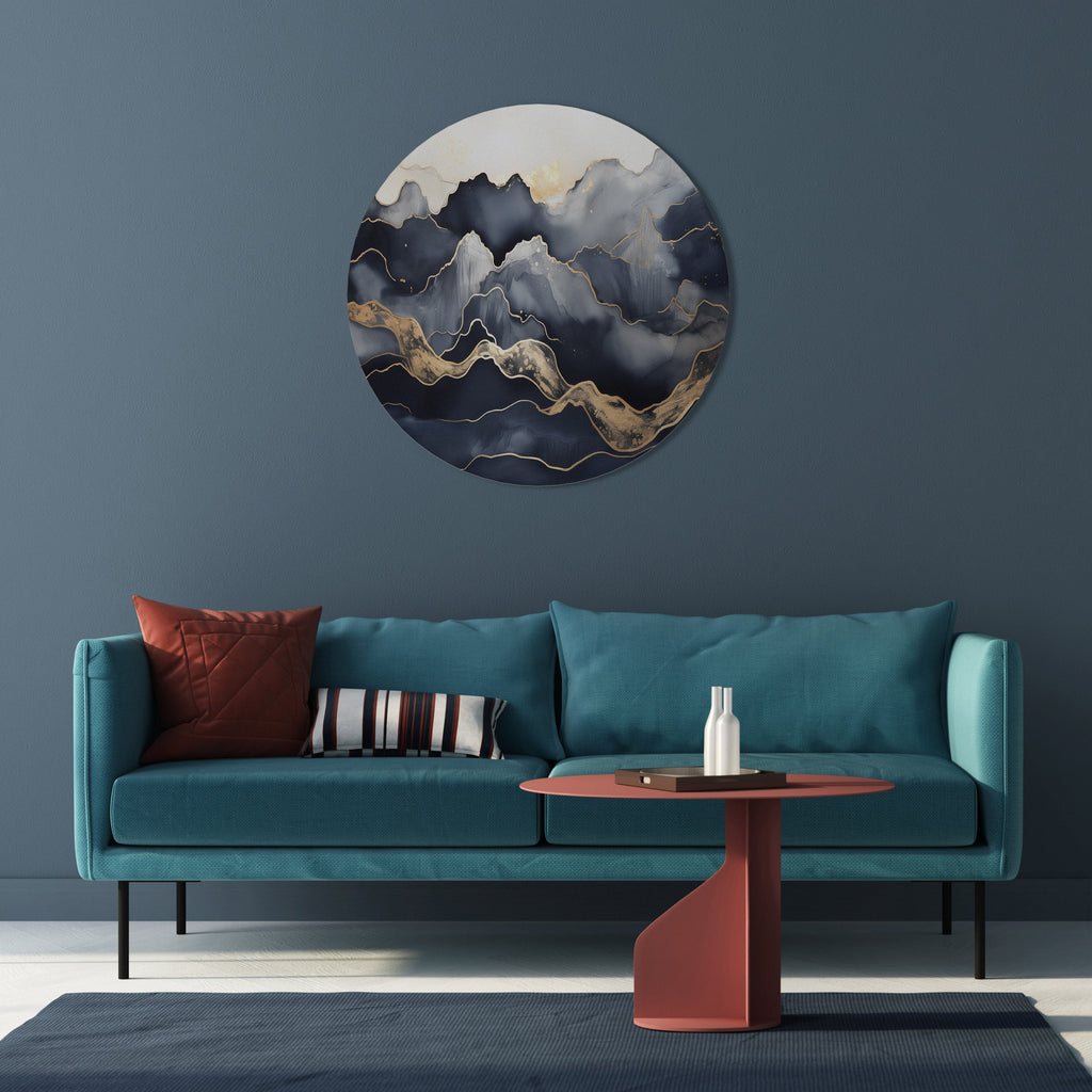 GOLDEN ALPINE BLISS Round Wall Art