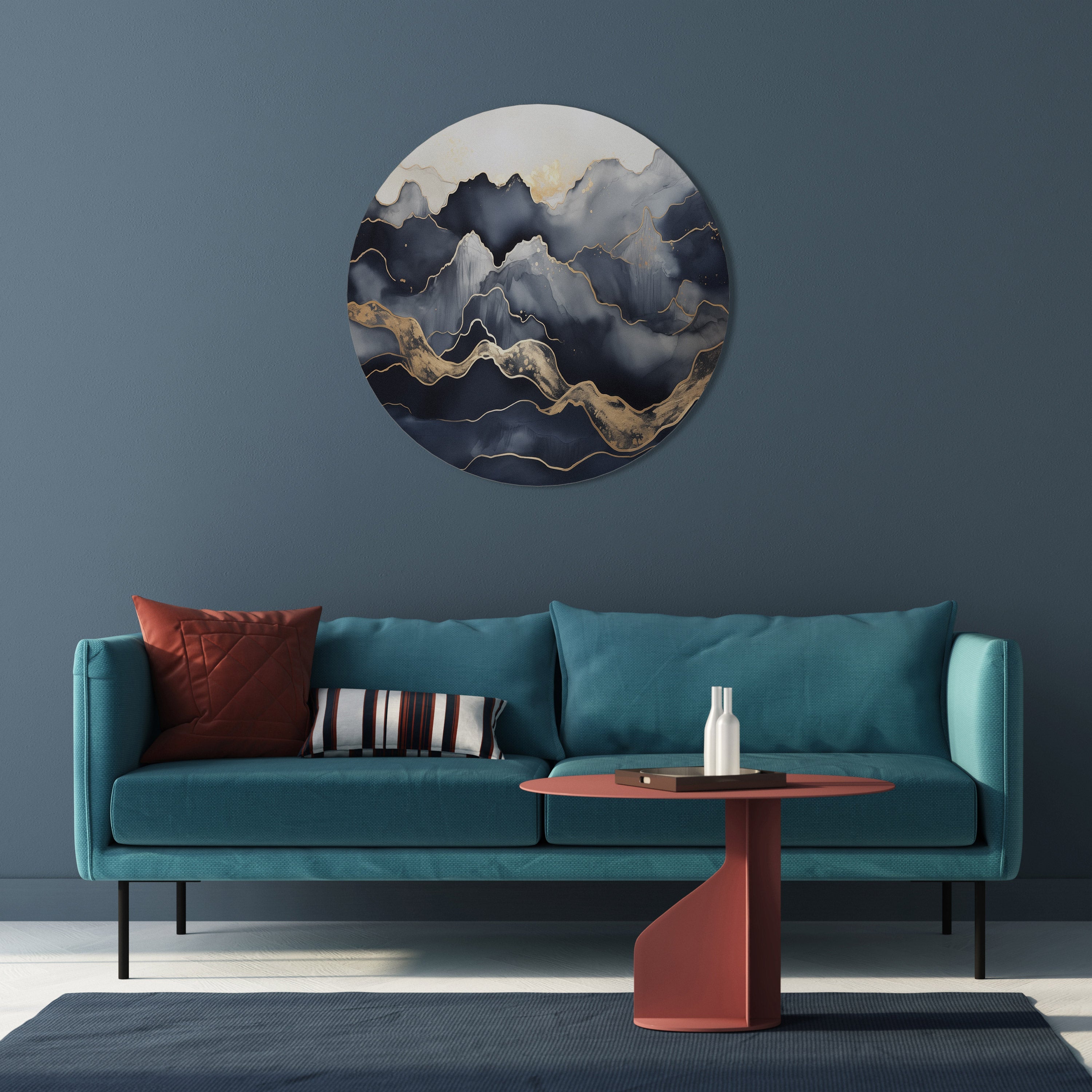 GOLDEN ALPINE BLISS Round Wall Art