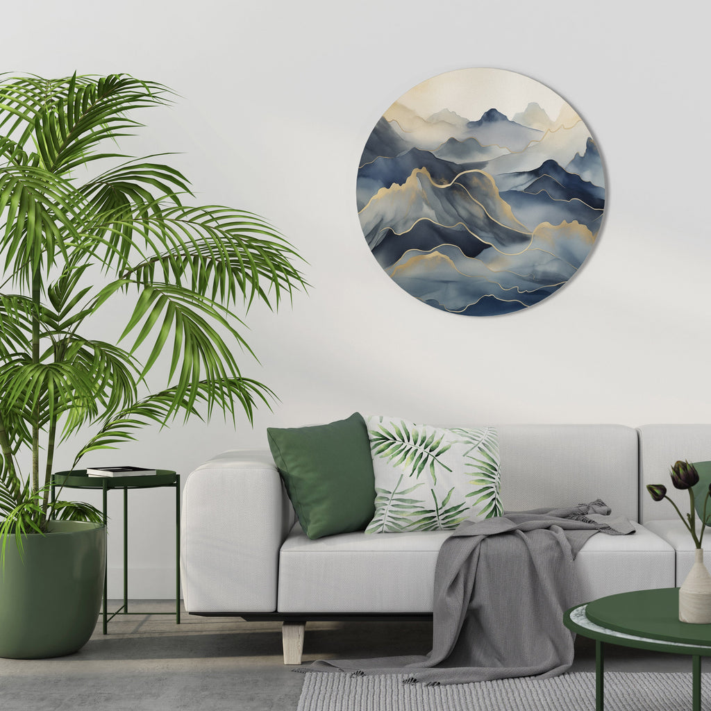 GOLDEN MOUNTAIN FOG Round Wall Art