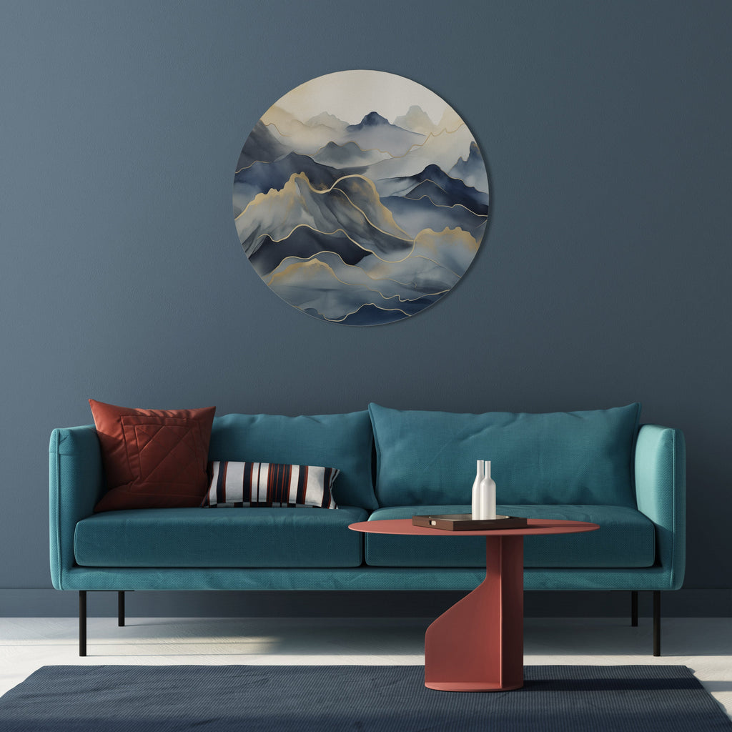 GOLDEN MOUNTAIN FOG Round Wall Art