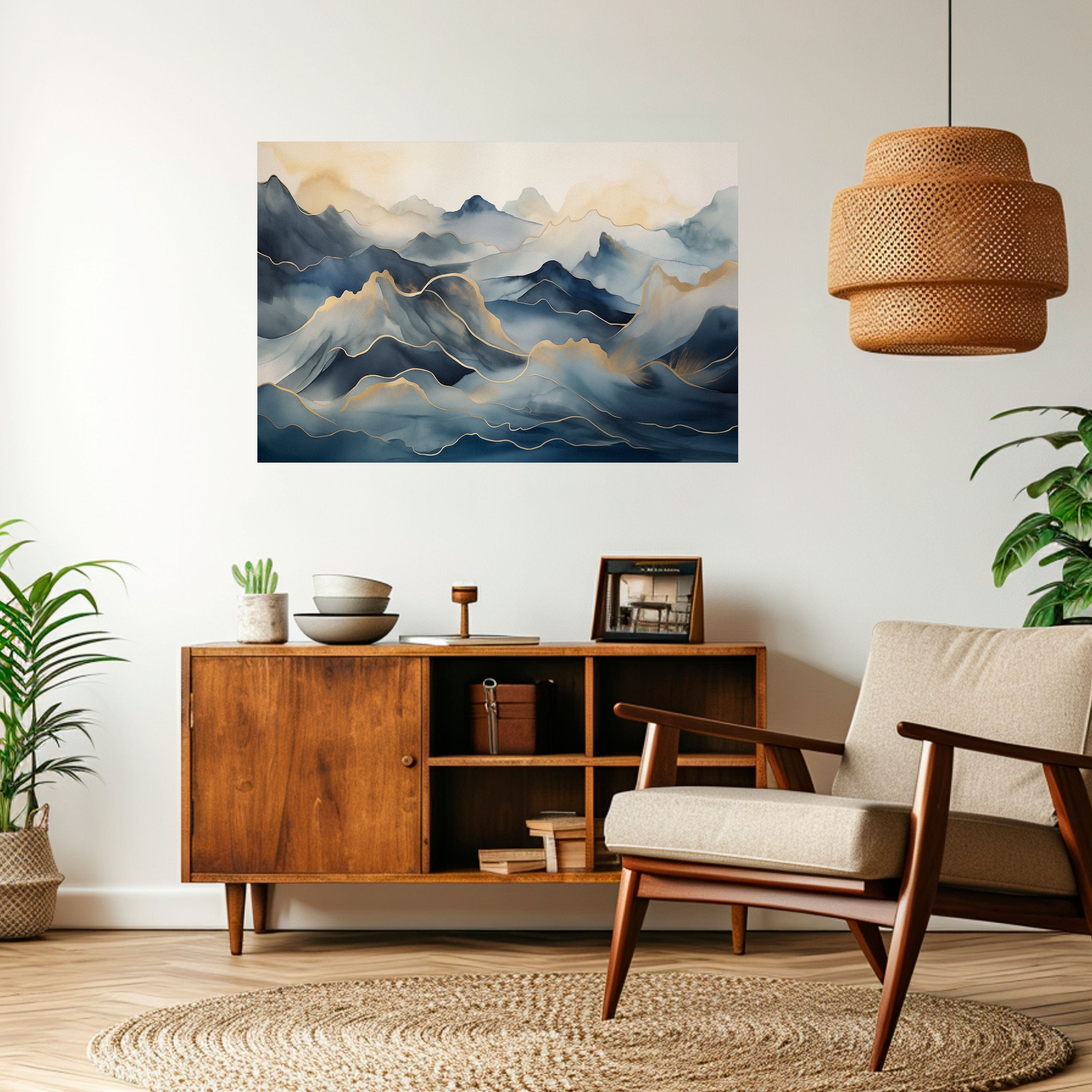 GOLDEN MOUNTAIN FOG Peel and Stick Horizontal Poster