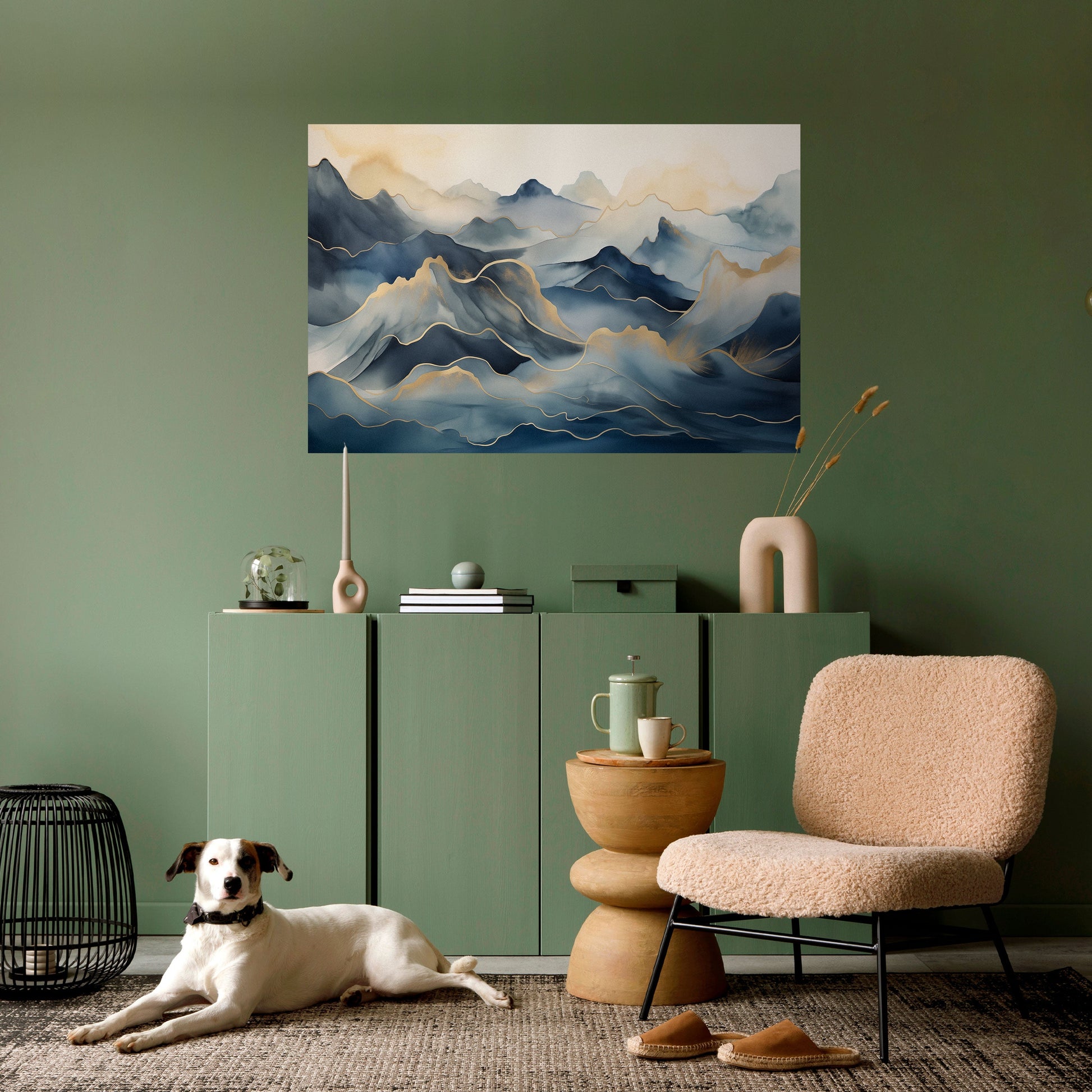 Affiche horizontale autocollante « Golden Mountain Fog »