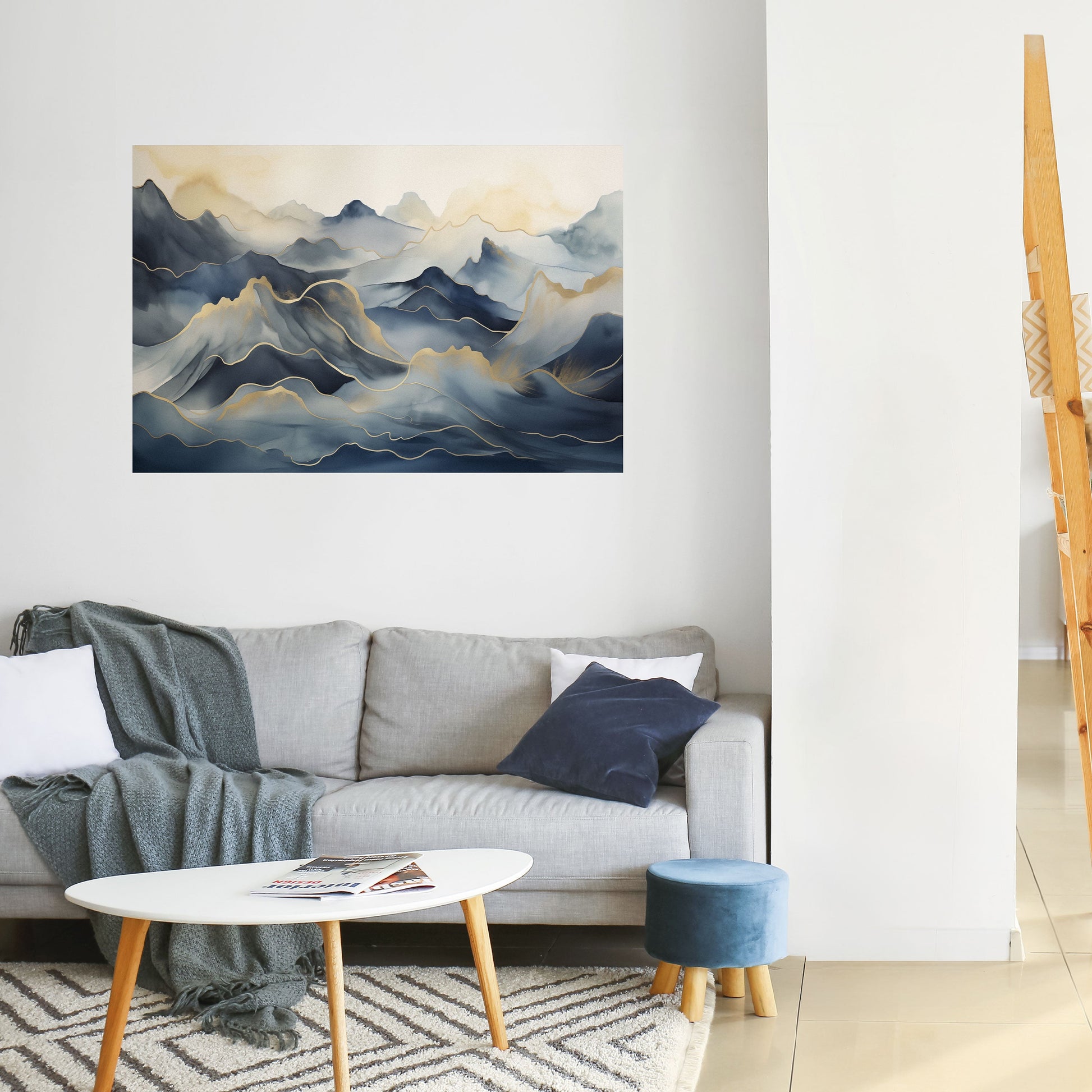Affiche horizontale autocollante « Golden Mountain Fog »