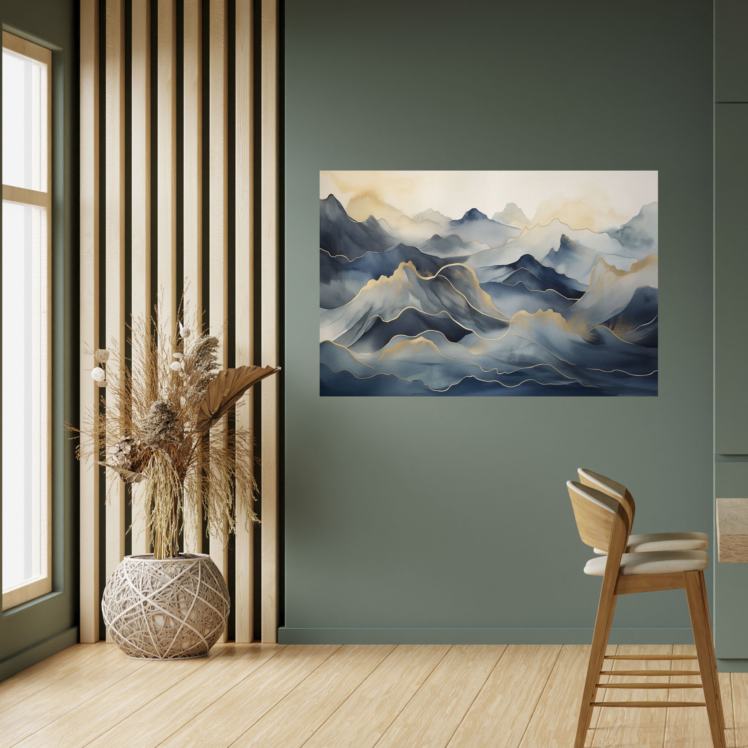 GOLDEN MOUNTAIN FOG Peel and Stick Horizontal Poster