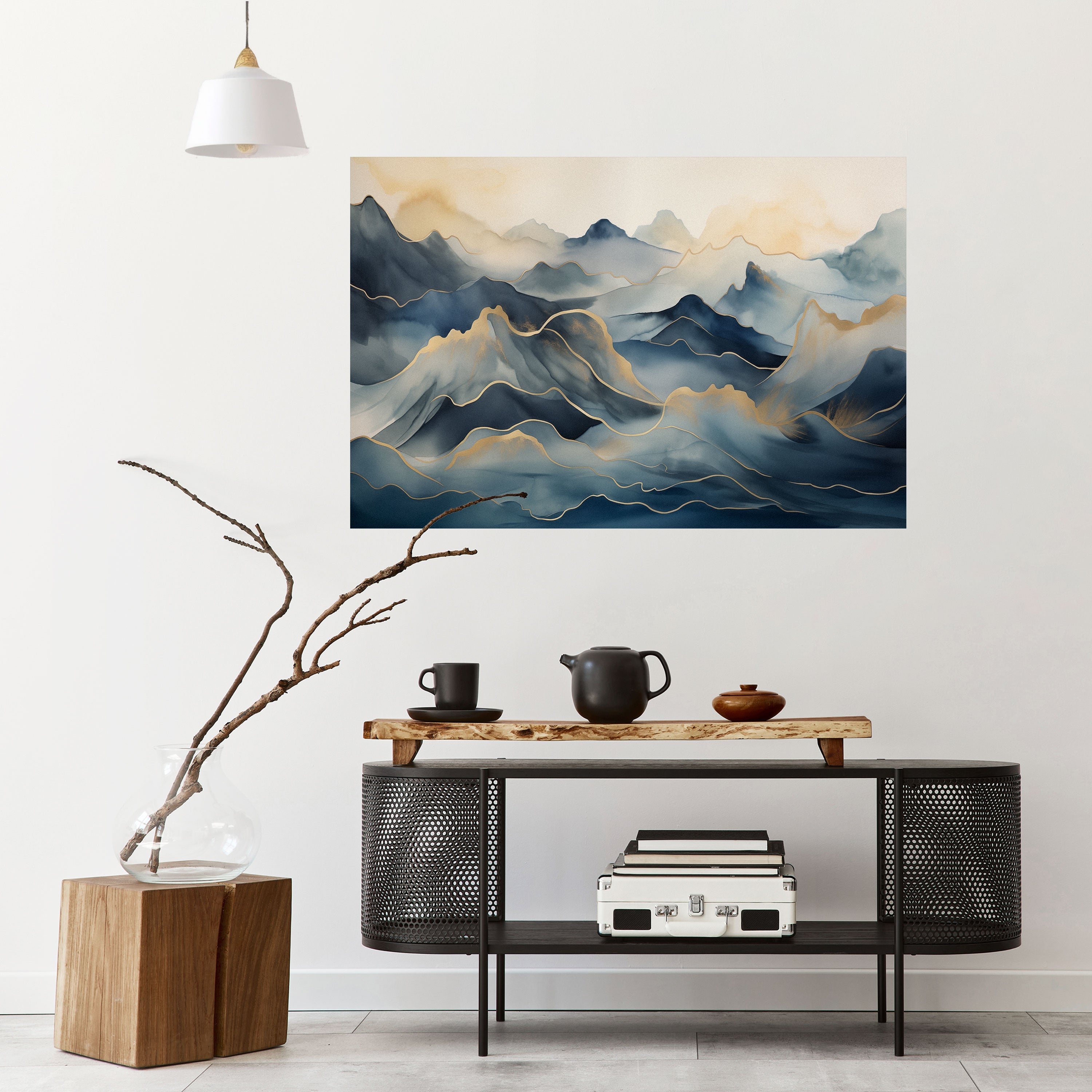 GOLDEN MOUNTAIN FOG Peel and Stick Horizontal Poster