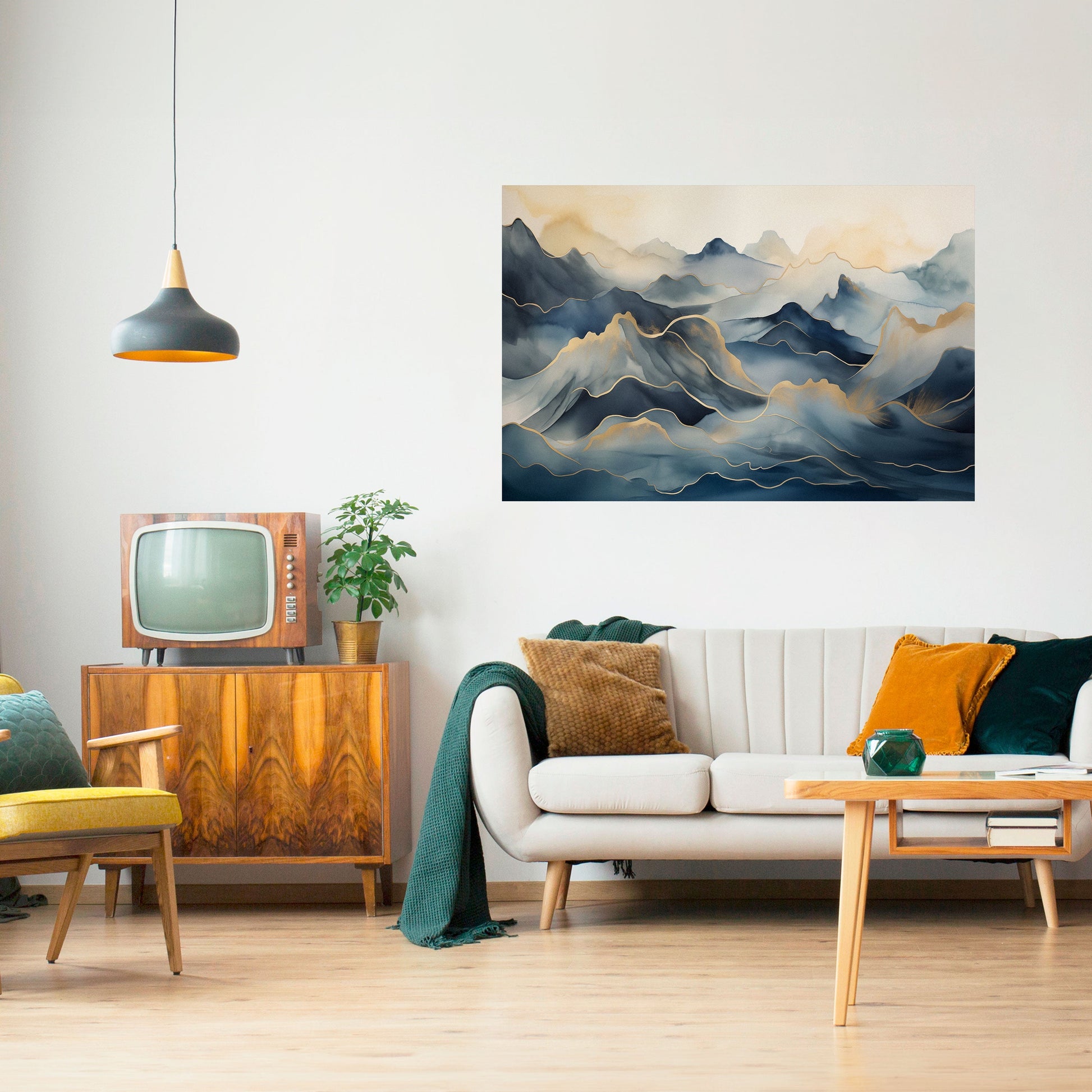 Affiche horizontale autocollante « Golden Mountain Fog »