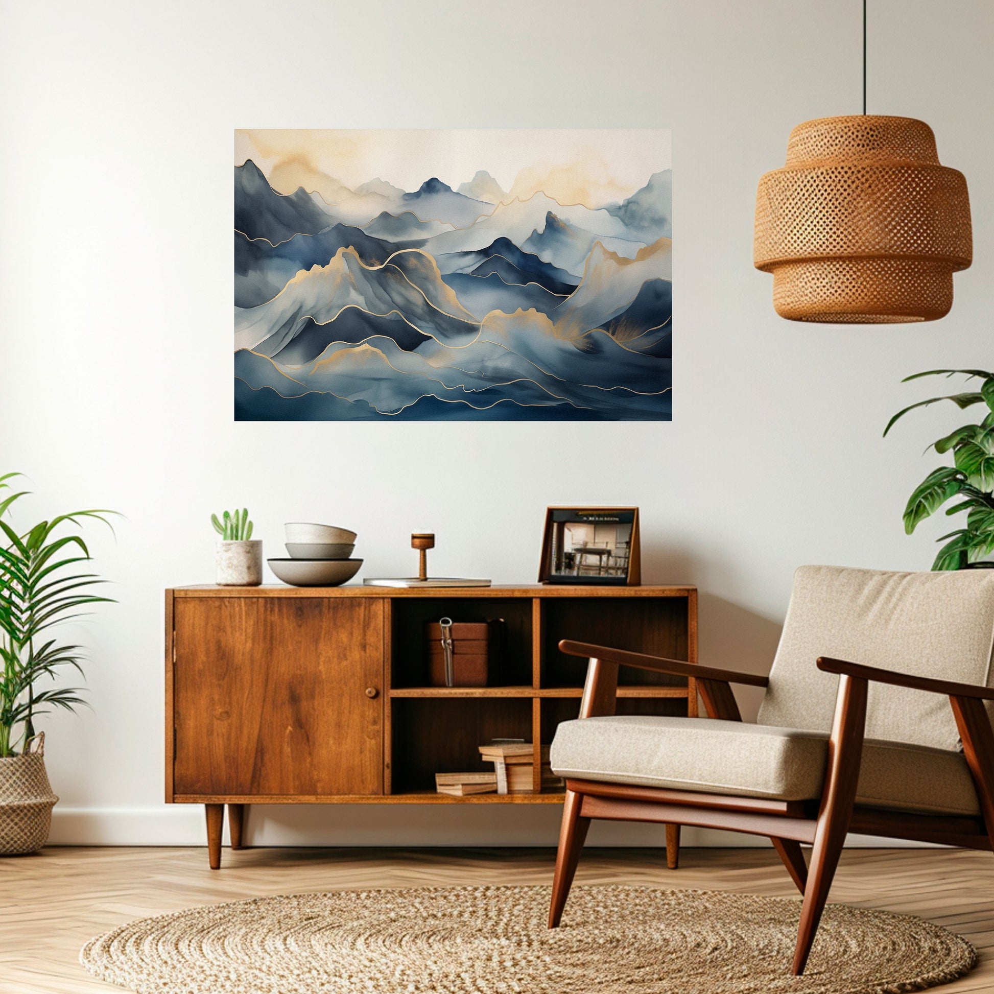 Affiche horizontale autocollante « Golden Mountain Fog »