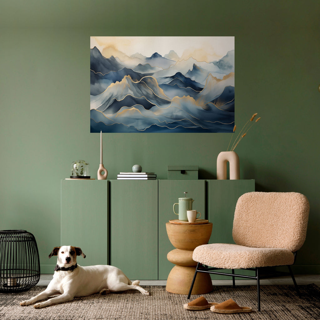 Affiche horizontale autocollante « Golden Mountain Fog »