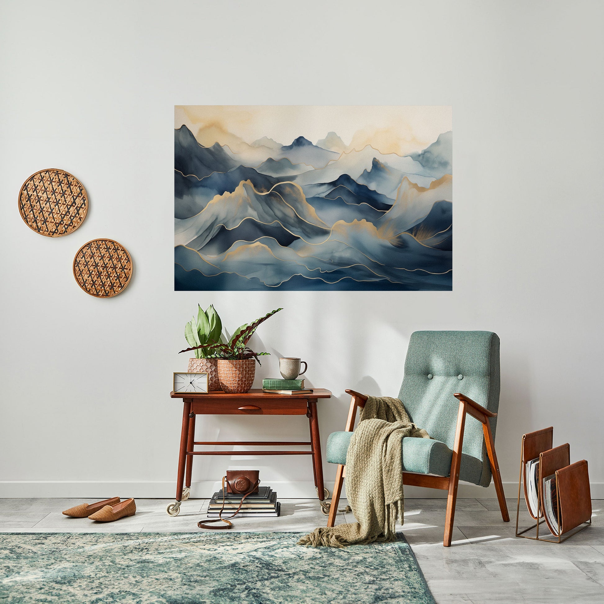 Affiche horizontale autocollante « Golden Mountain Fog »