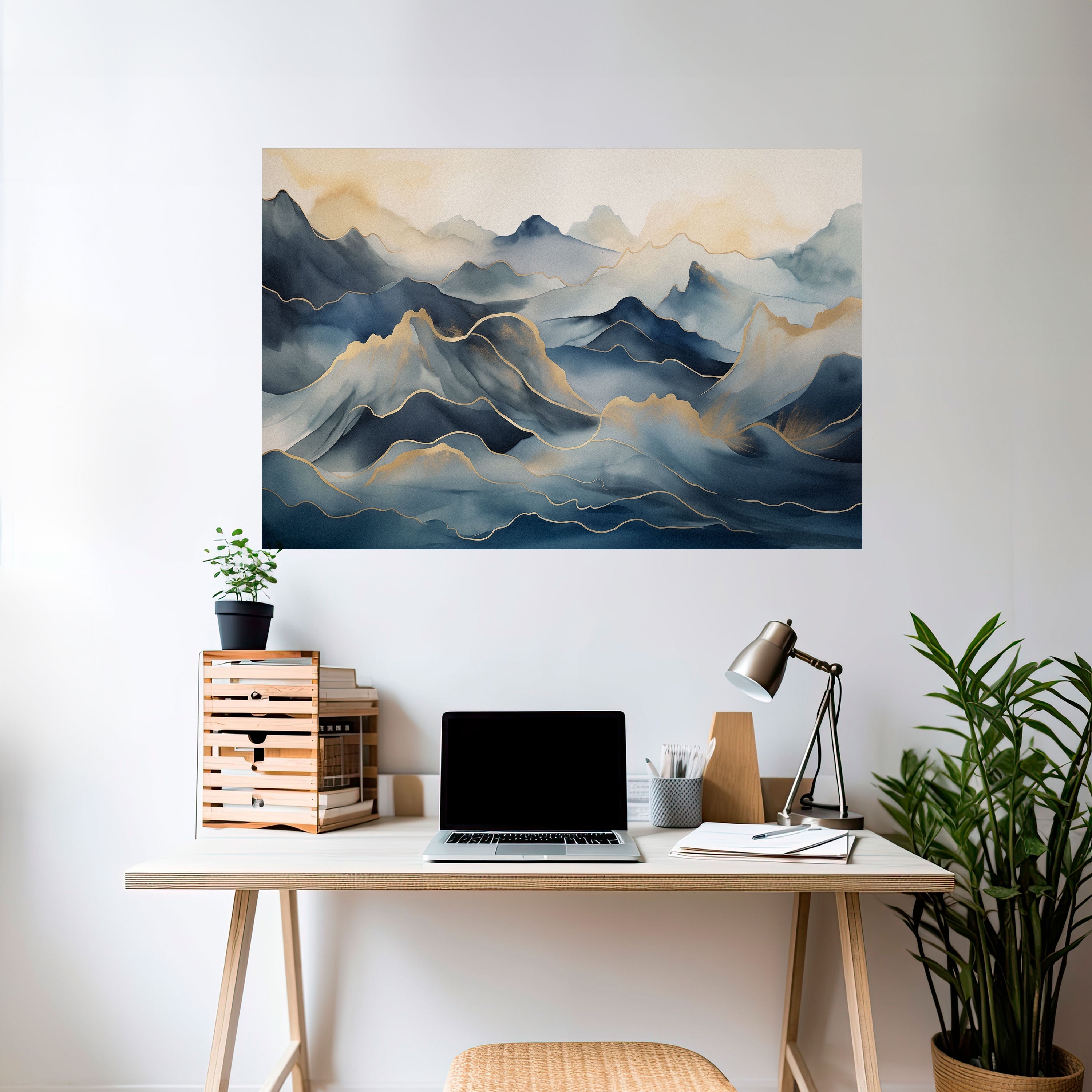 GOLDEN MOUNTAIN FOG Peel and Stick Horizontal Poster