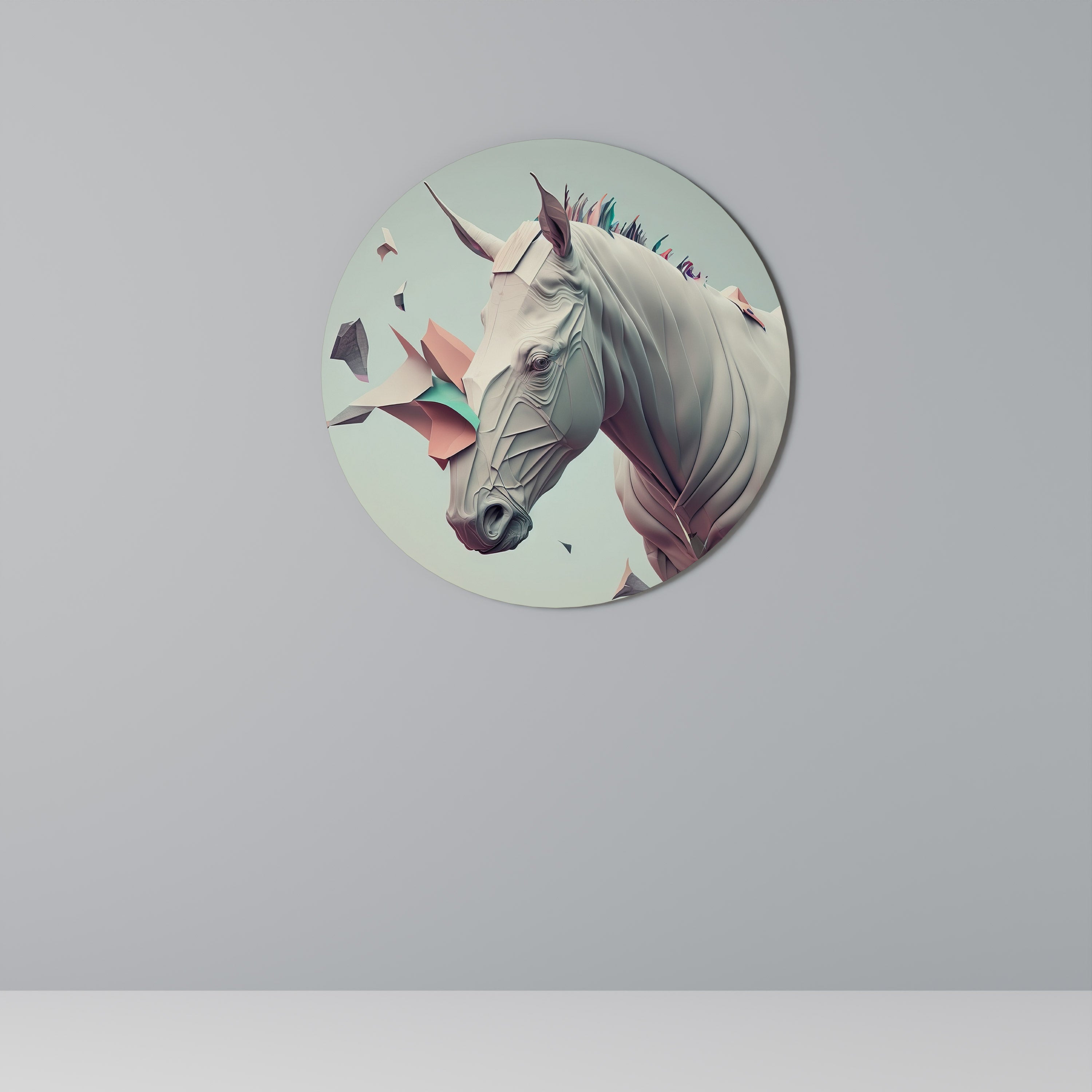 FUTURISTIC HORSE Round Wall Art