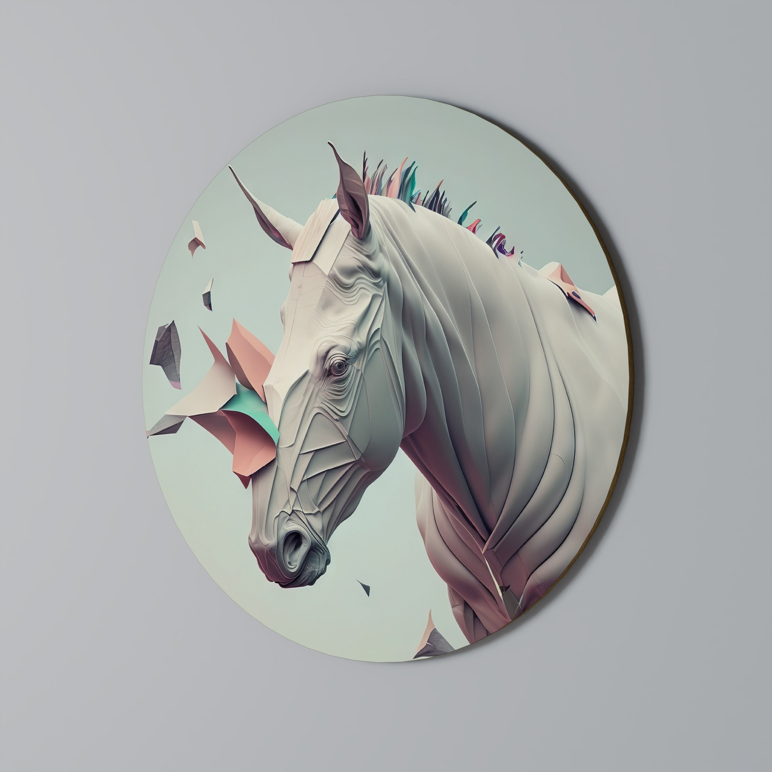 FUTURISTIC HORSE Round Wall Art
