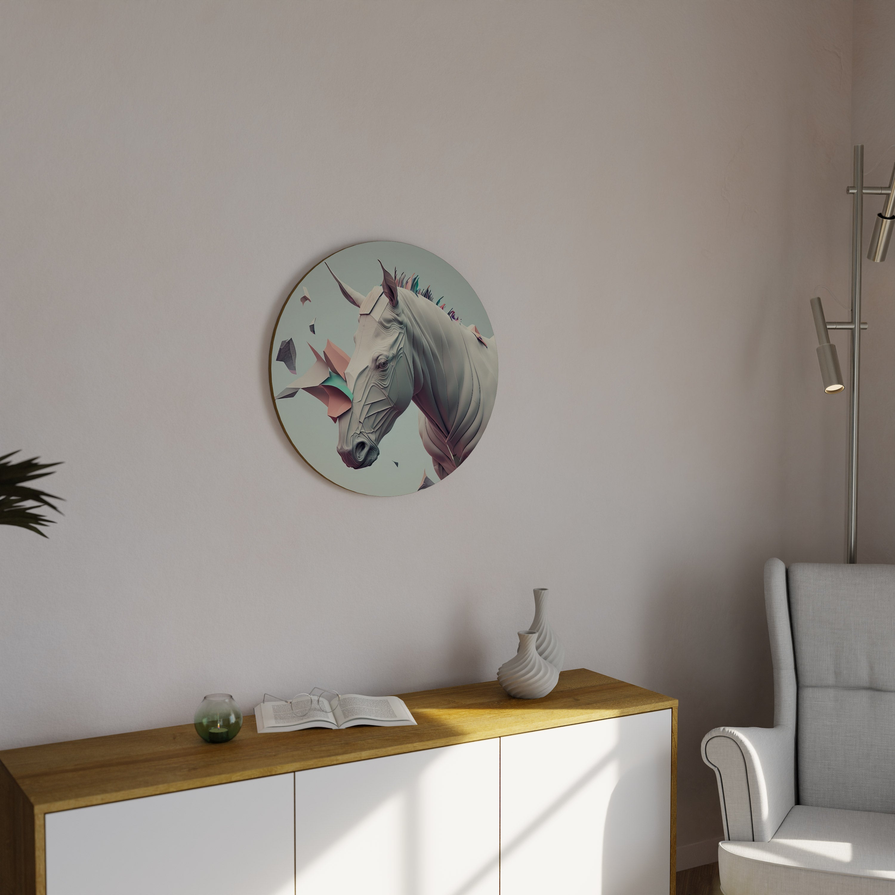 FUTURISTIC HORSE Round Wall Art