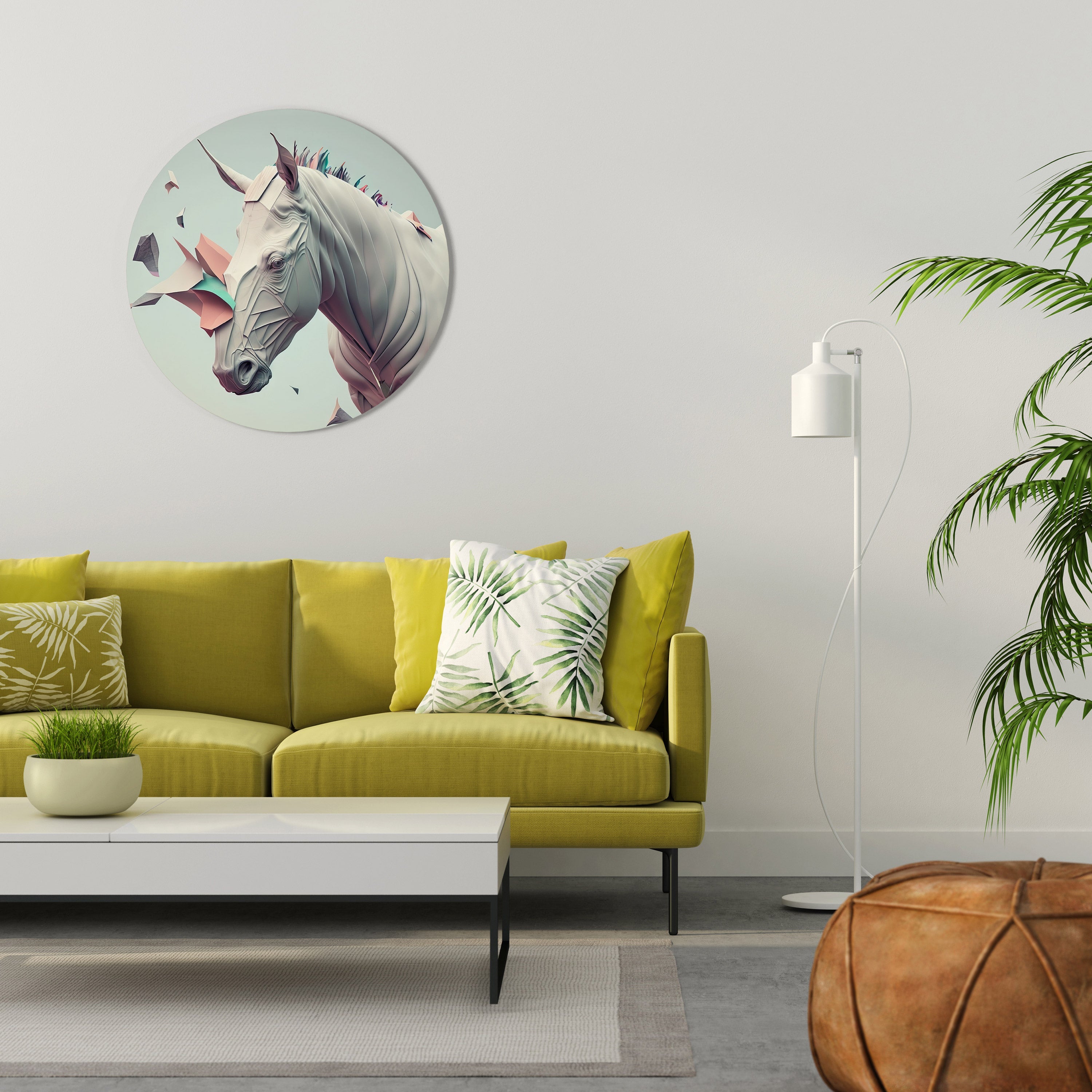 FUTURISTIC HORSE Round Wall Art