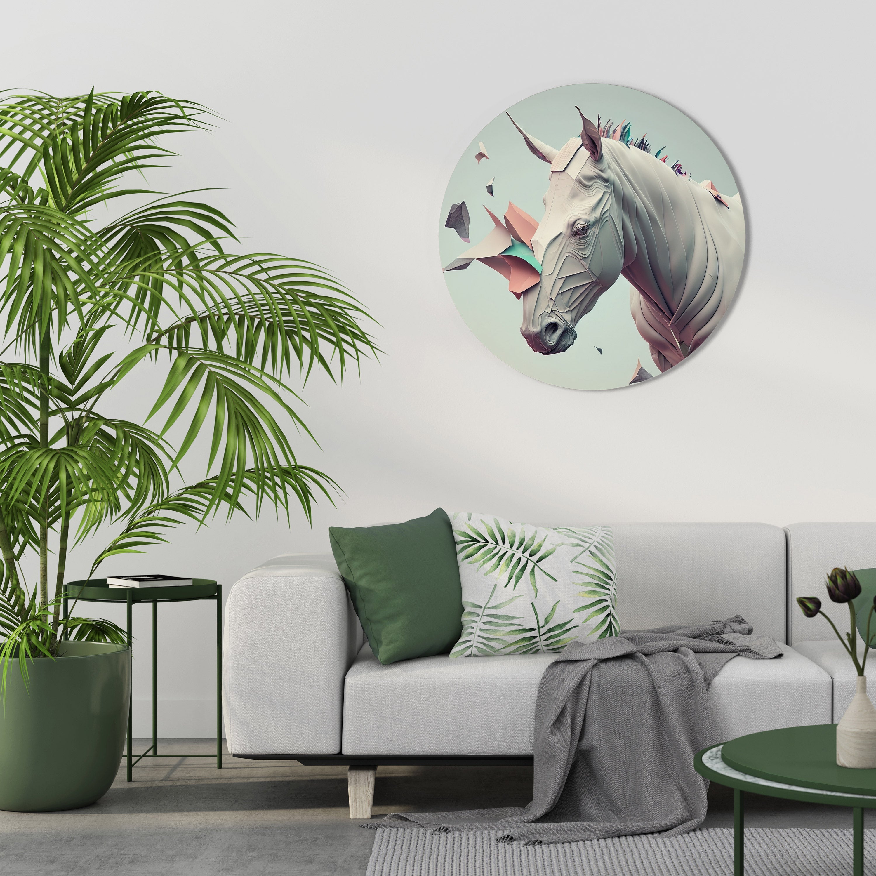 FUTURISTIC HORSE Round Wall Art