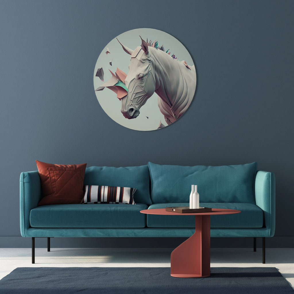 FUTURISTIC HORSE Round Wall Art