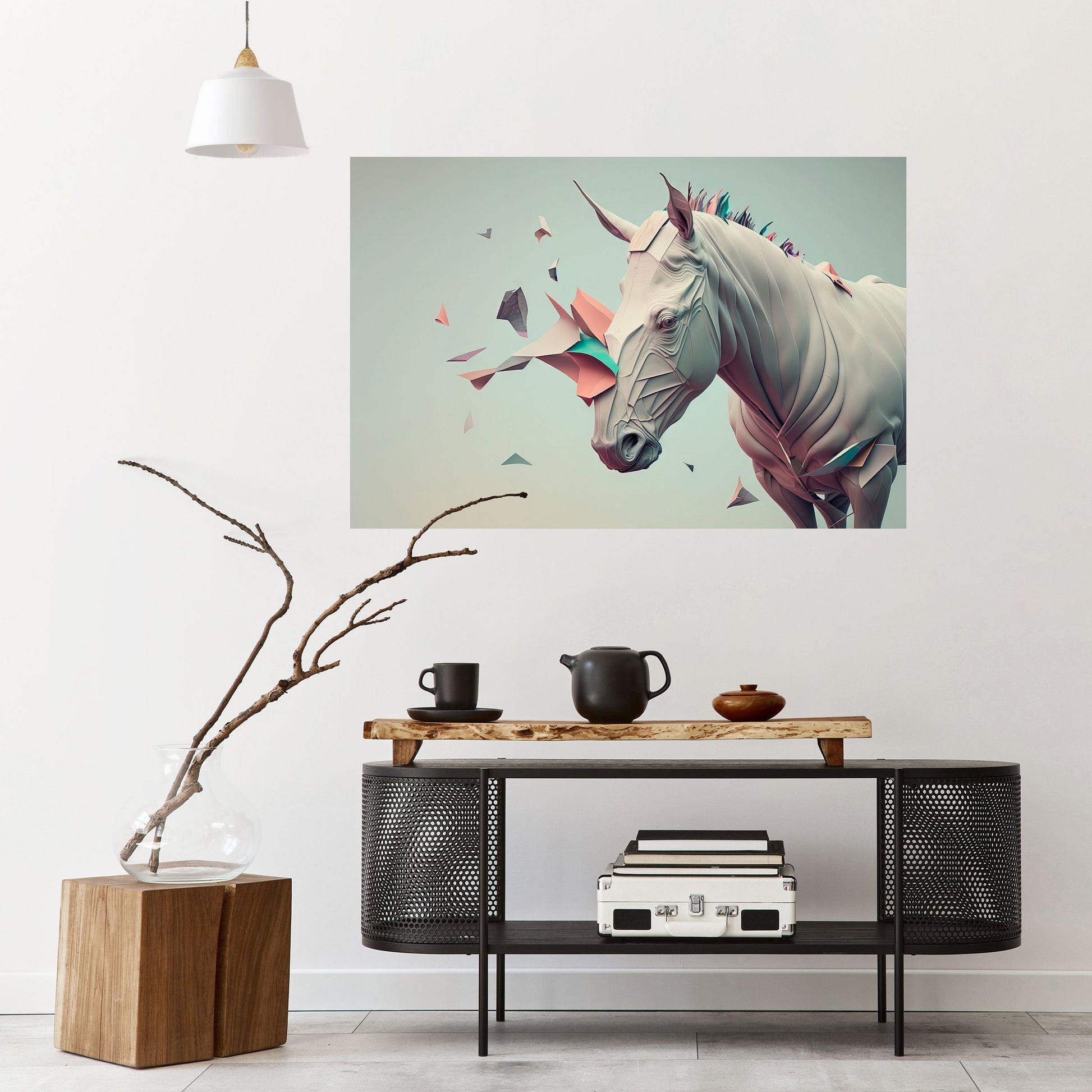 Affiche horizontale autocollante CHEVAL FUTURISTE