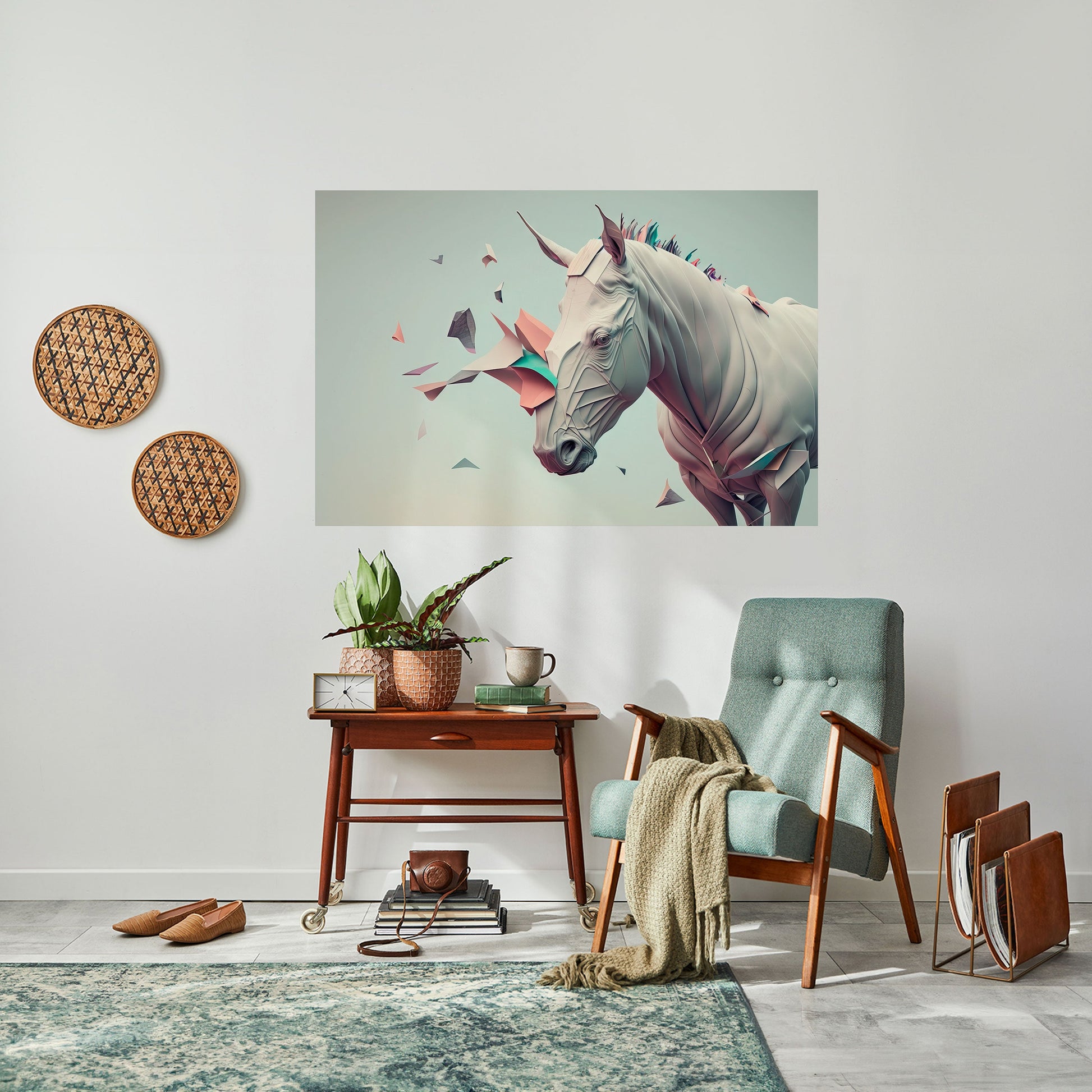 Affiche horizontale autocollante CHEVAL FUTURISTE