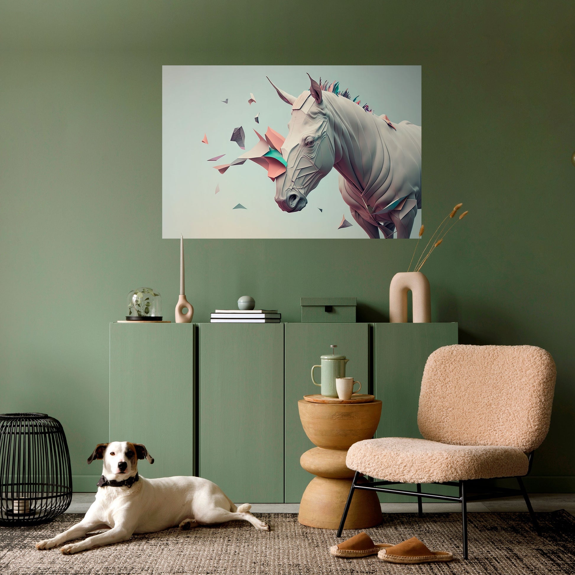 Affiche horizontale autocollante CHEVAL FUTURISTE