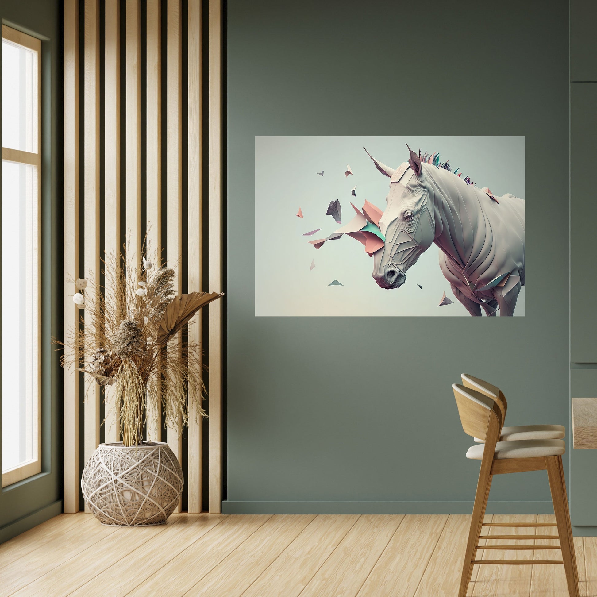 Affiche horizontale autocollante CHEVAL FUTURISTE