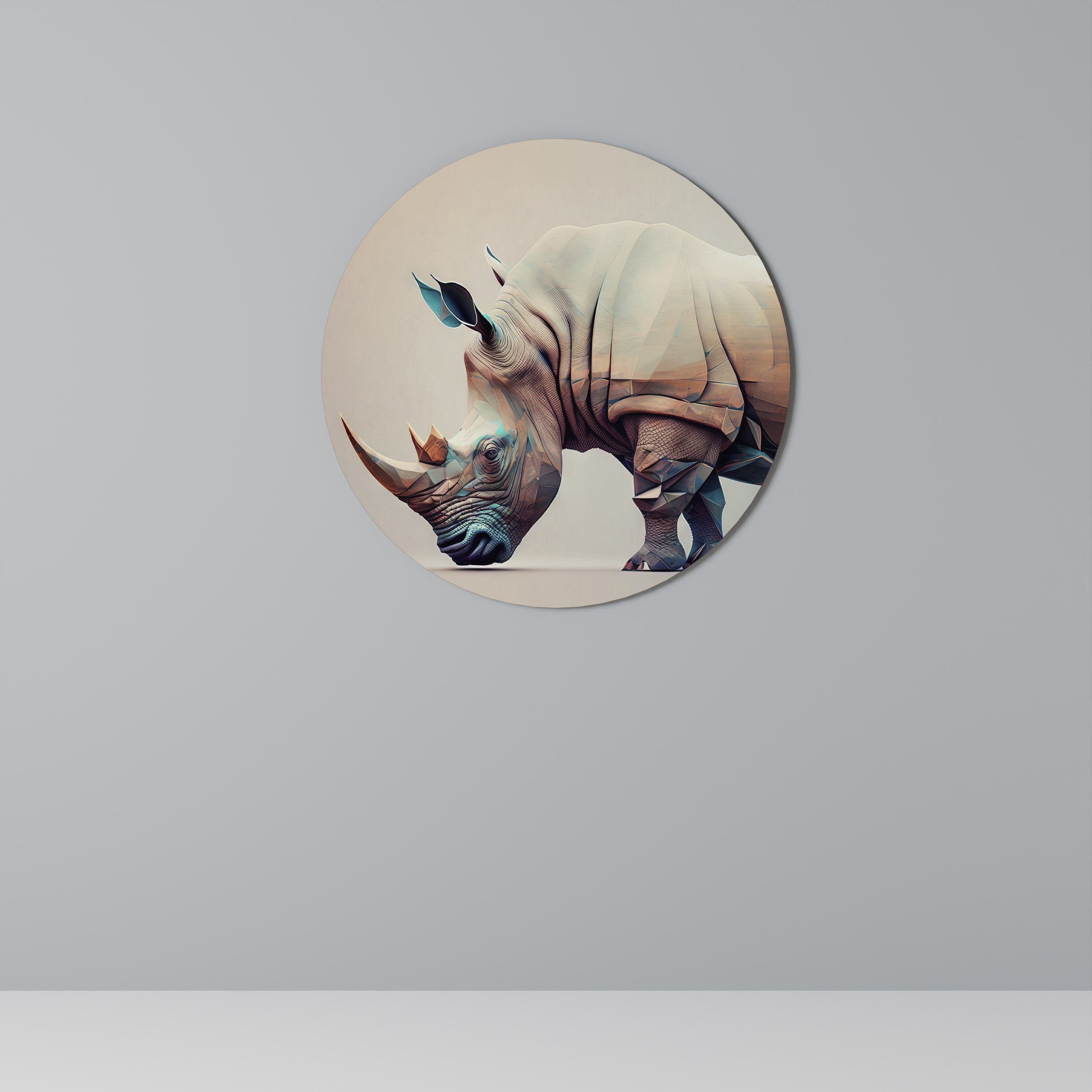 FUTURISTIC RHINO Round Wall Art