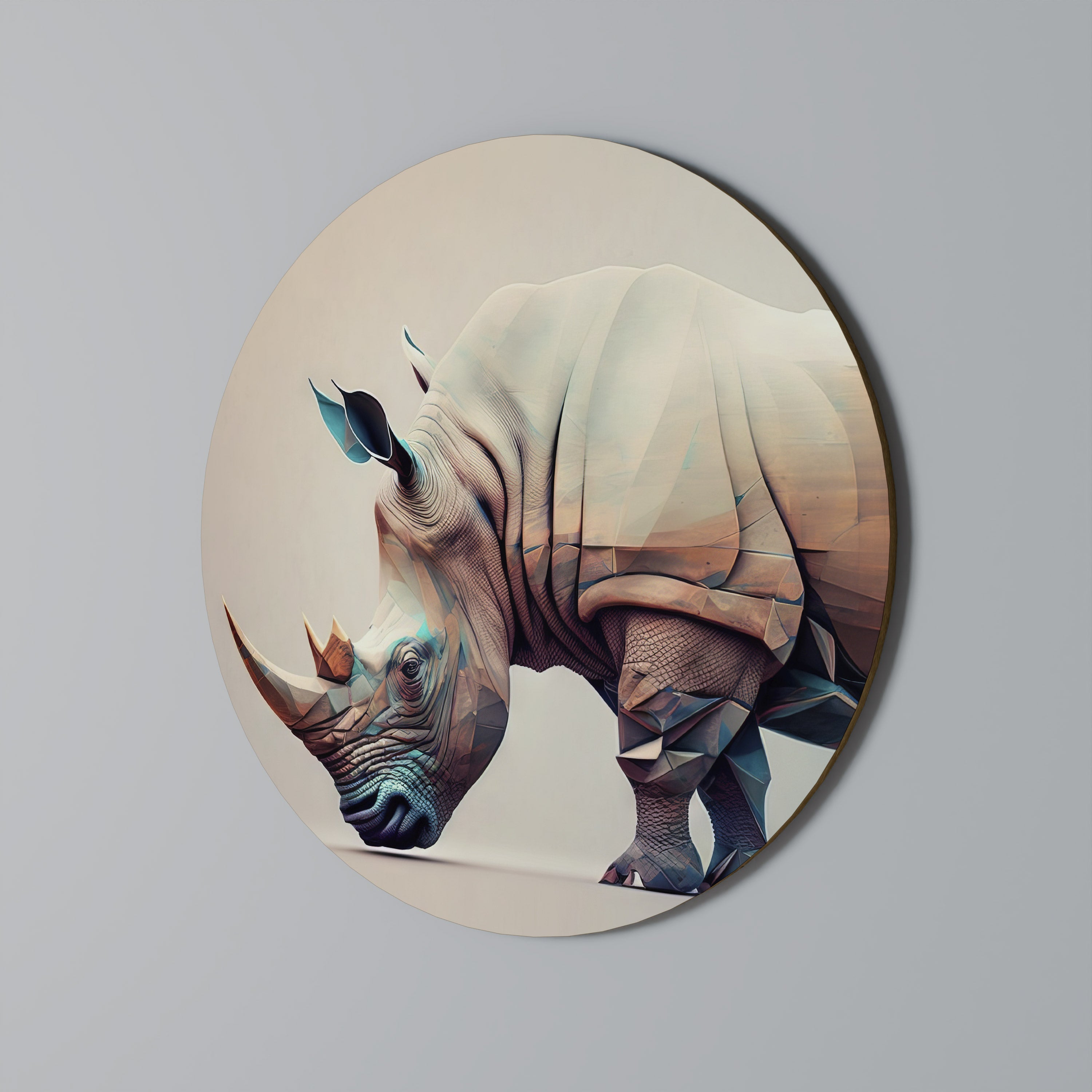 FUTURISTIC RHINO Round Wall Art