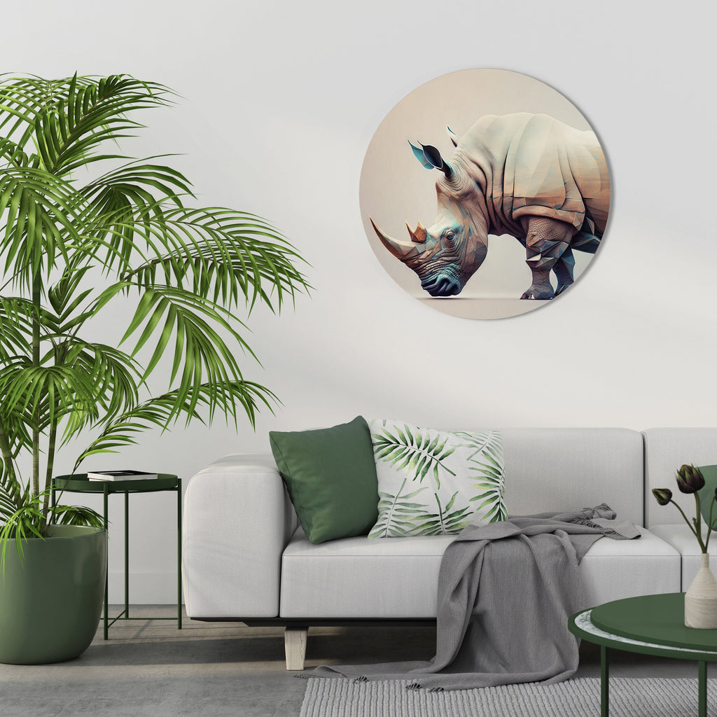 FUTURISTIC RHINO Round Wall Art