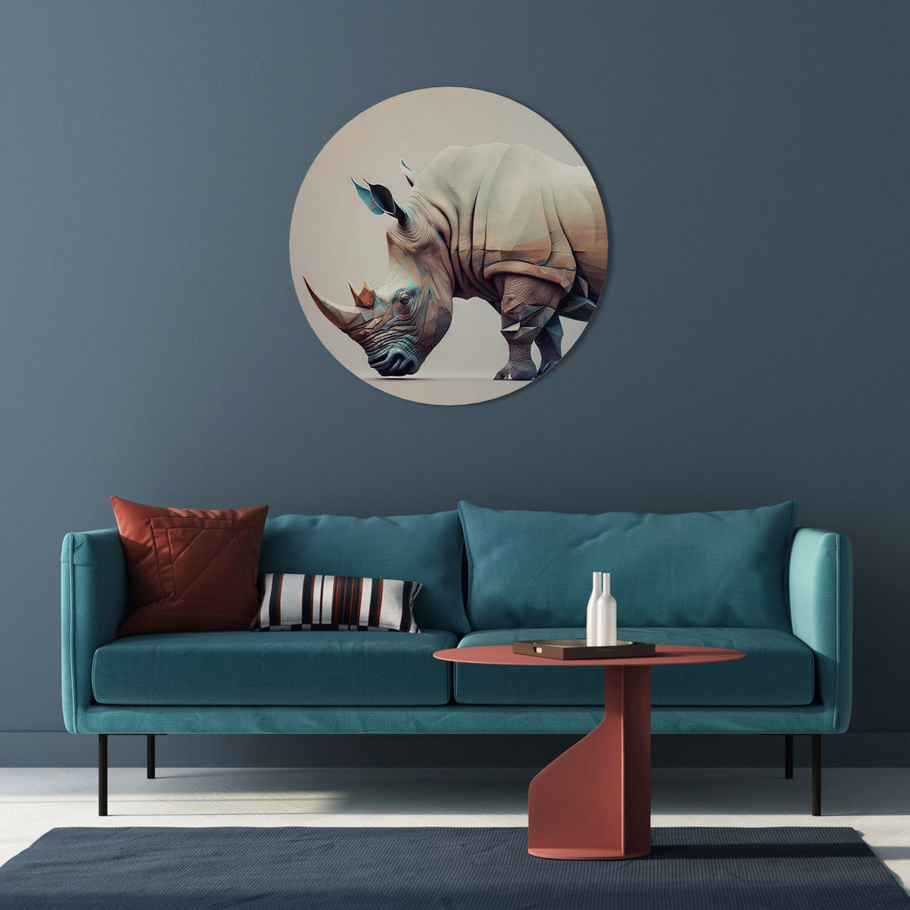 FUTURISTIC RHINO Round Wall Art