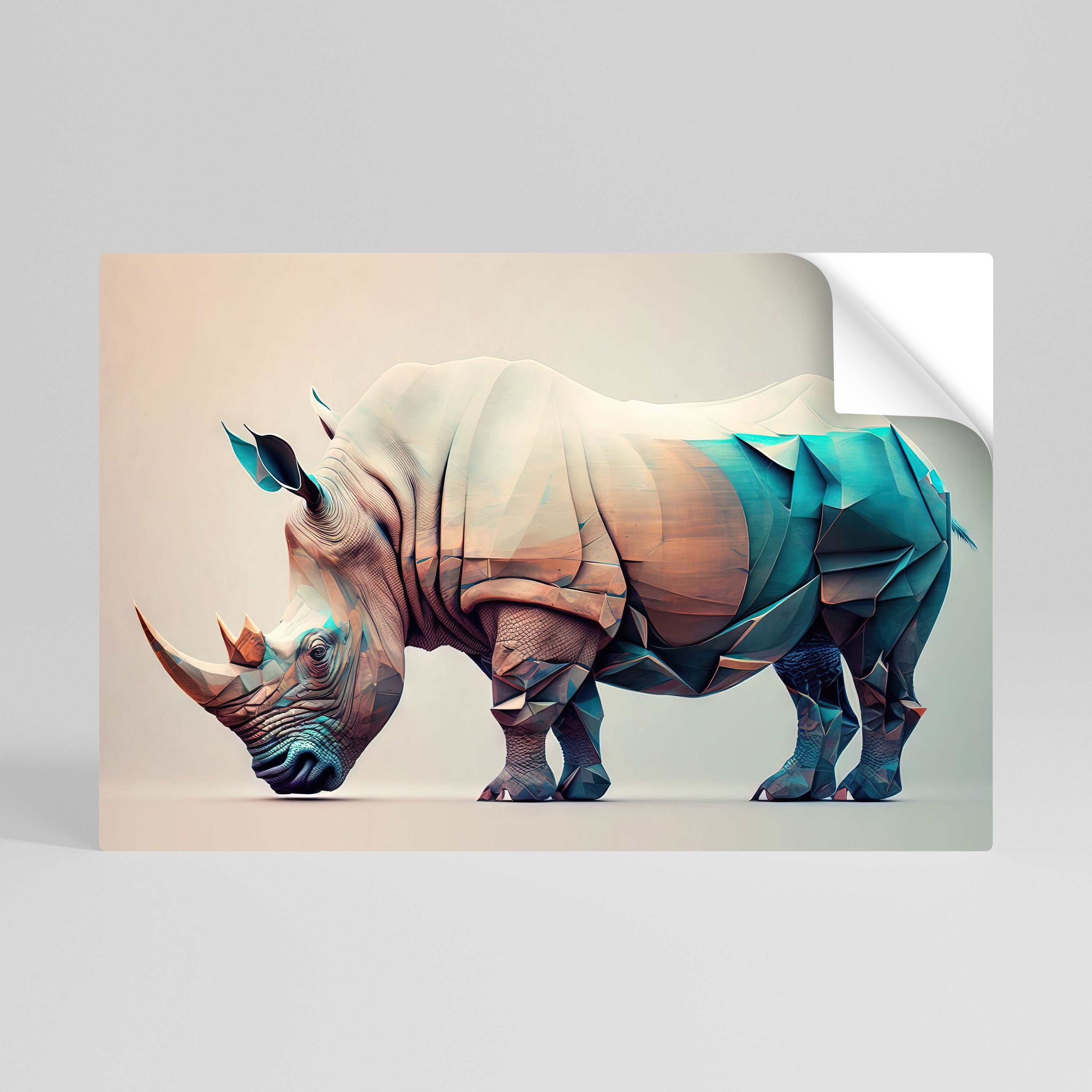 FUTURISTIC RHINO Peel and Stick Horizontal Poster