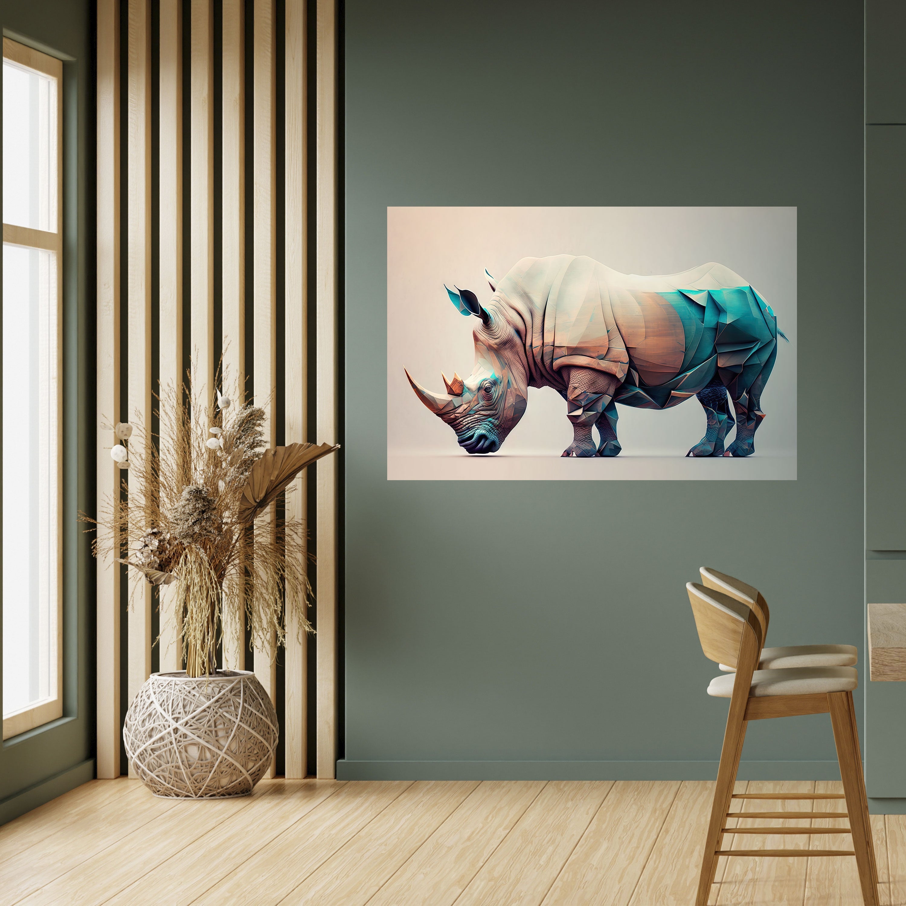 FUTURISTIC RHINO Peel and Stick Horizontal Poster