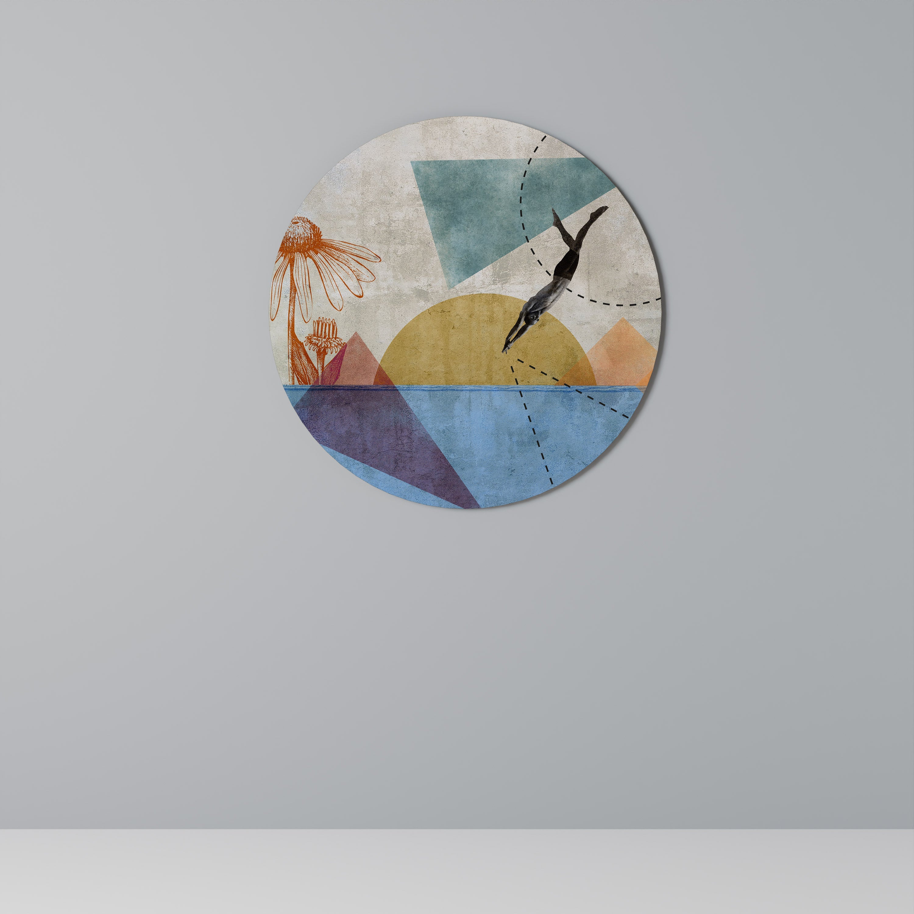 JUMP AROUND THE SHAPES Round Wall Art