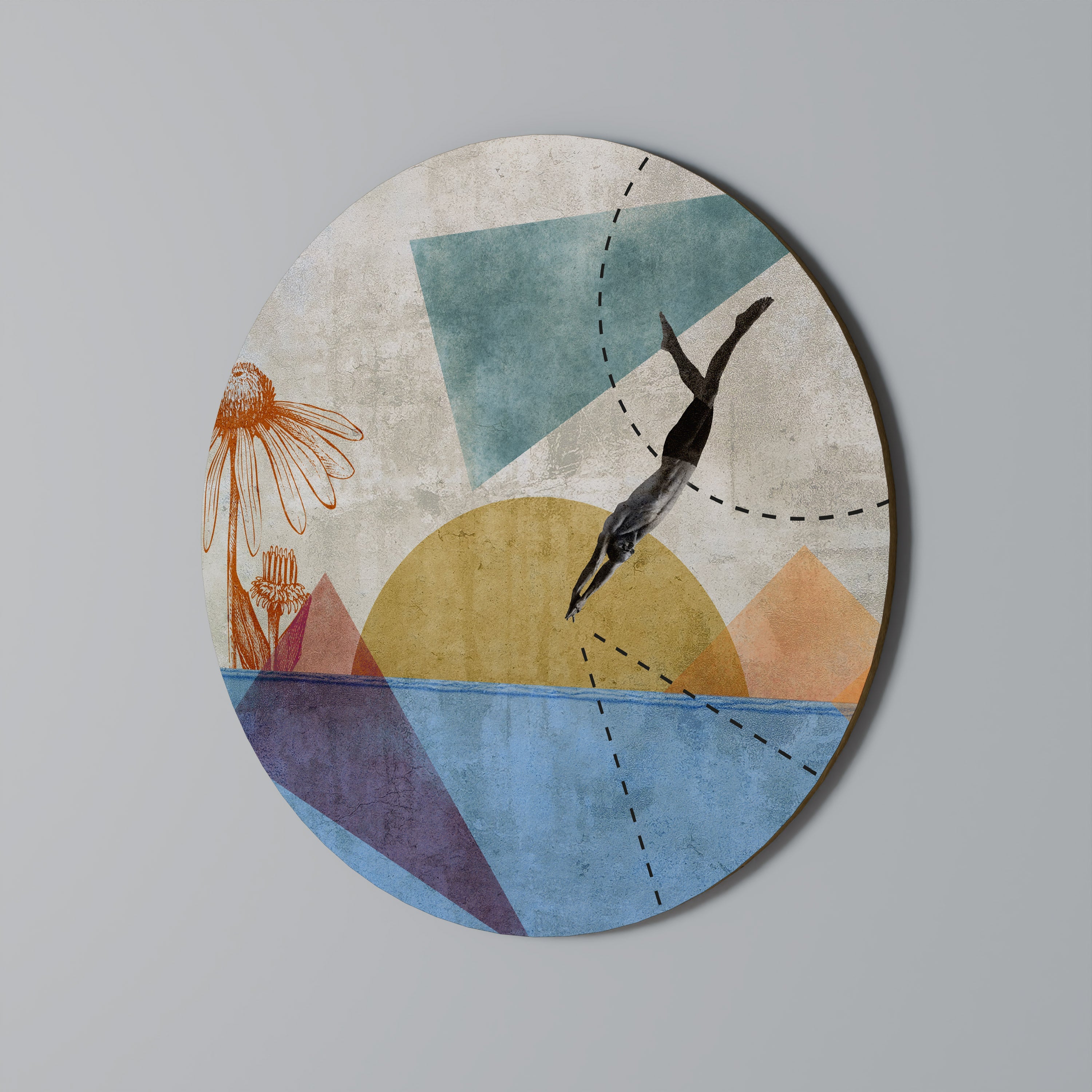 JUMP AROUND THE SHAPES Round Wall Art