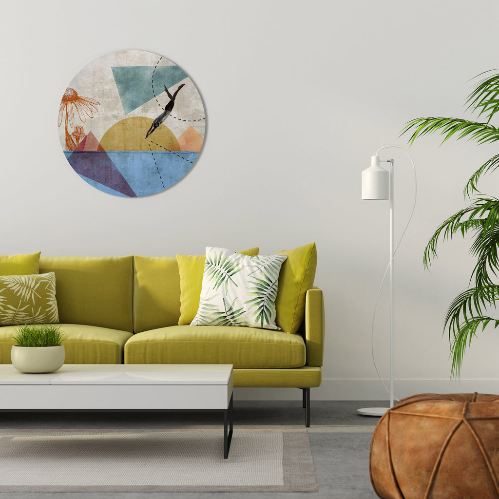 JUMP AROUND THE SHAPES Round Wall Art