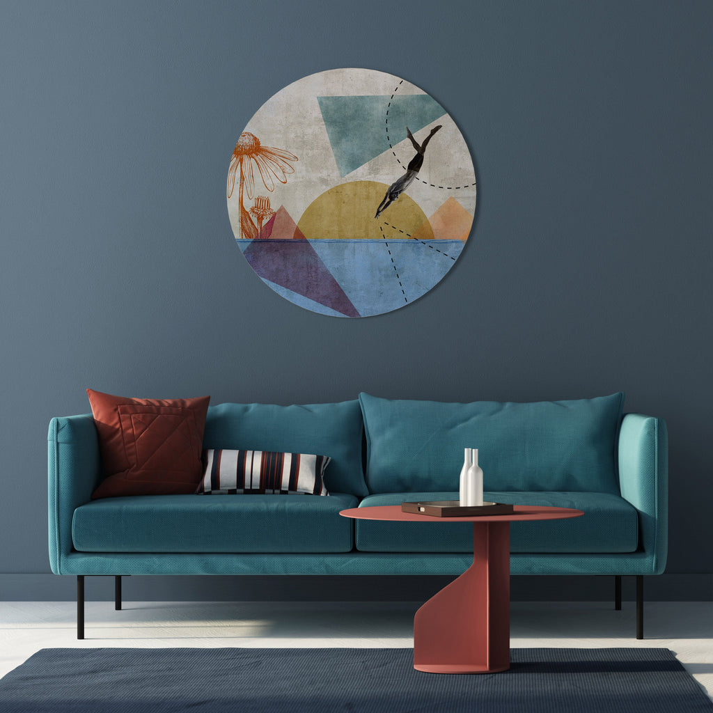 JUMP AROUND THE SHAPES Round Wall Art