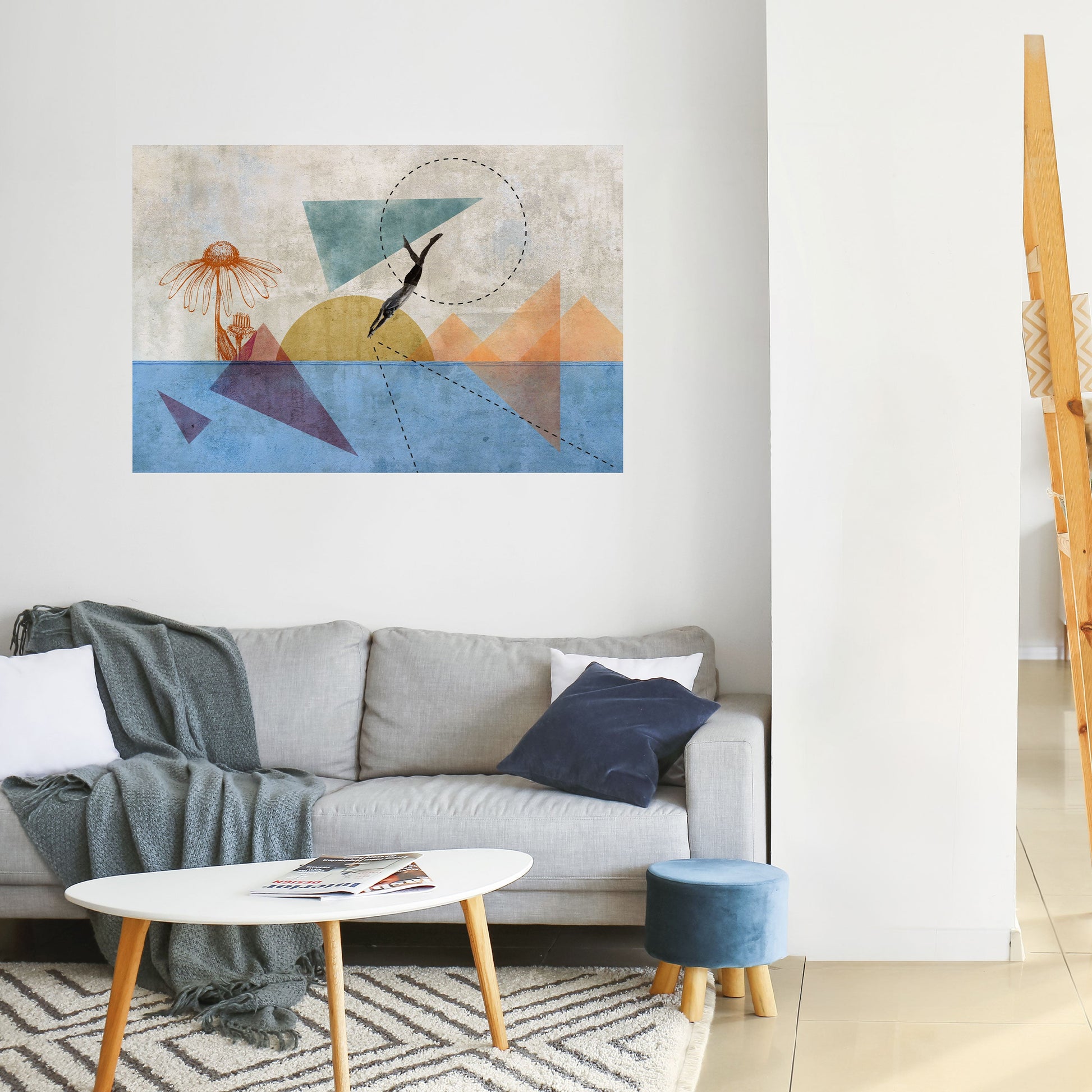 Affiche horizontale autocollante « Sautez autour des formes »