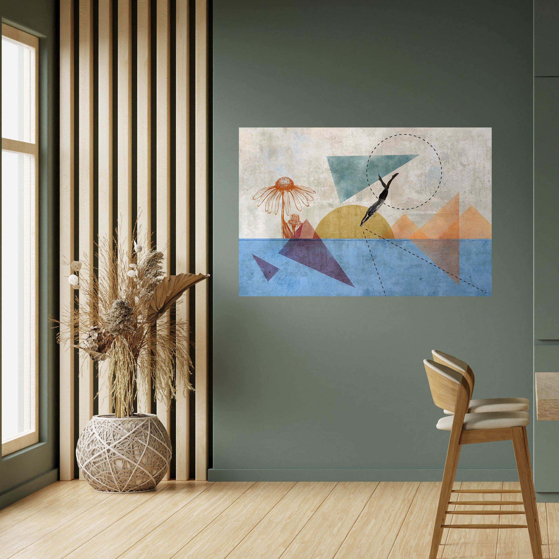 Affiche horizontale autocollante « Sautez autour des formes »