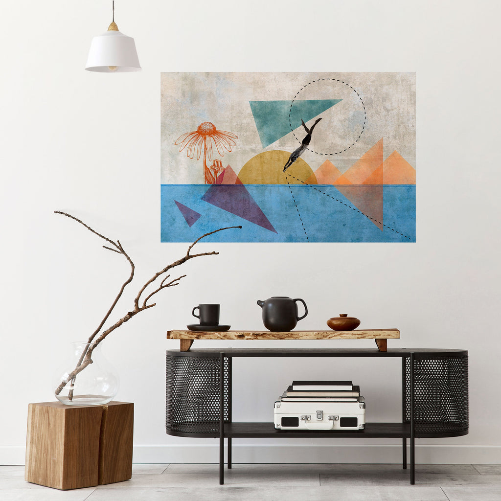 Affiche horizontale autocollante « Sautez autour des formes »