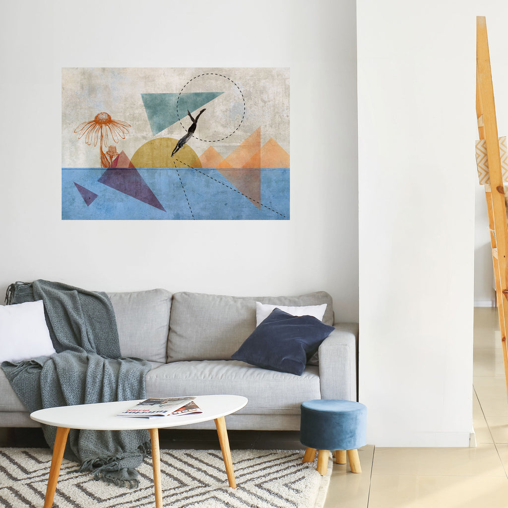 Affiche horizontale autocollante « Sautez autour des formes »